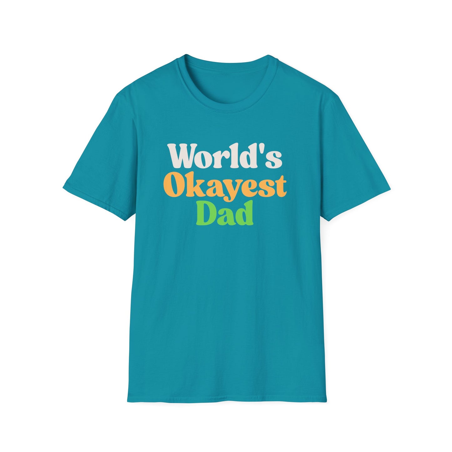 World's Okayest Dad Unisex Softstyle T-Shirt, Father's Day Gift, Casual Dad Tee, Funny Dad T-Shirt, Gift for Him, Dad Humor Shirt