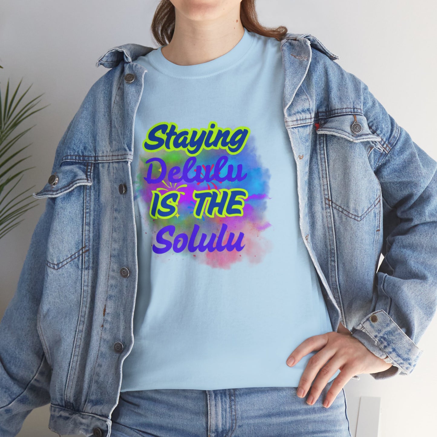 Colorful Staying Delulu Unisex Heavy Cotton Tee - Fun and Relaxed Vibe
