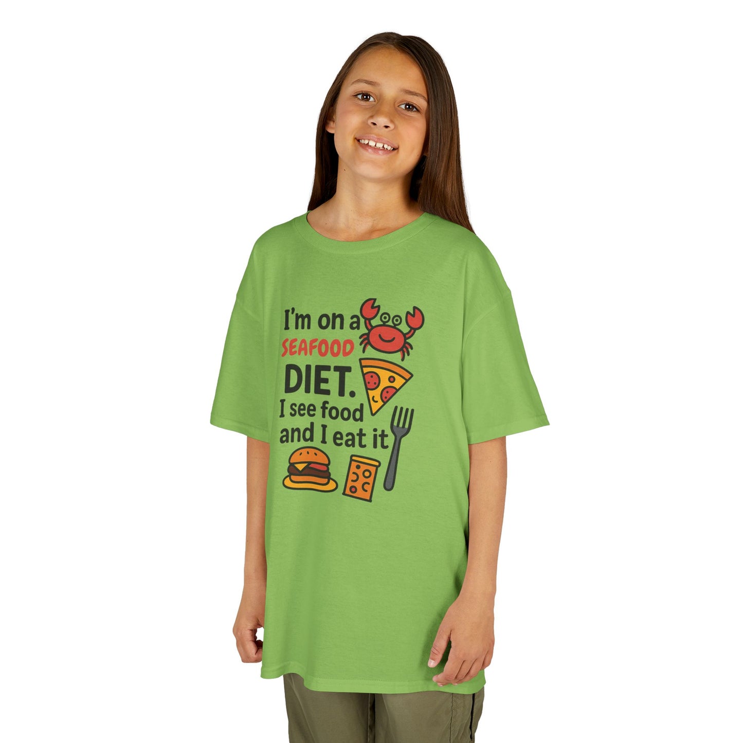 Kids Seafood Diet Tee - Fun Humor Shirt for Seafood Lovers, Birthday Gift, Cute Graphic T-Shirt, Children's Casual Wear, Party Outfit