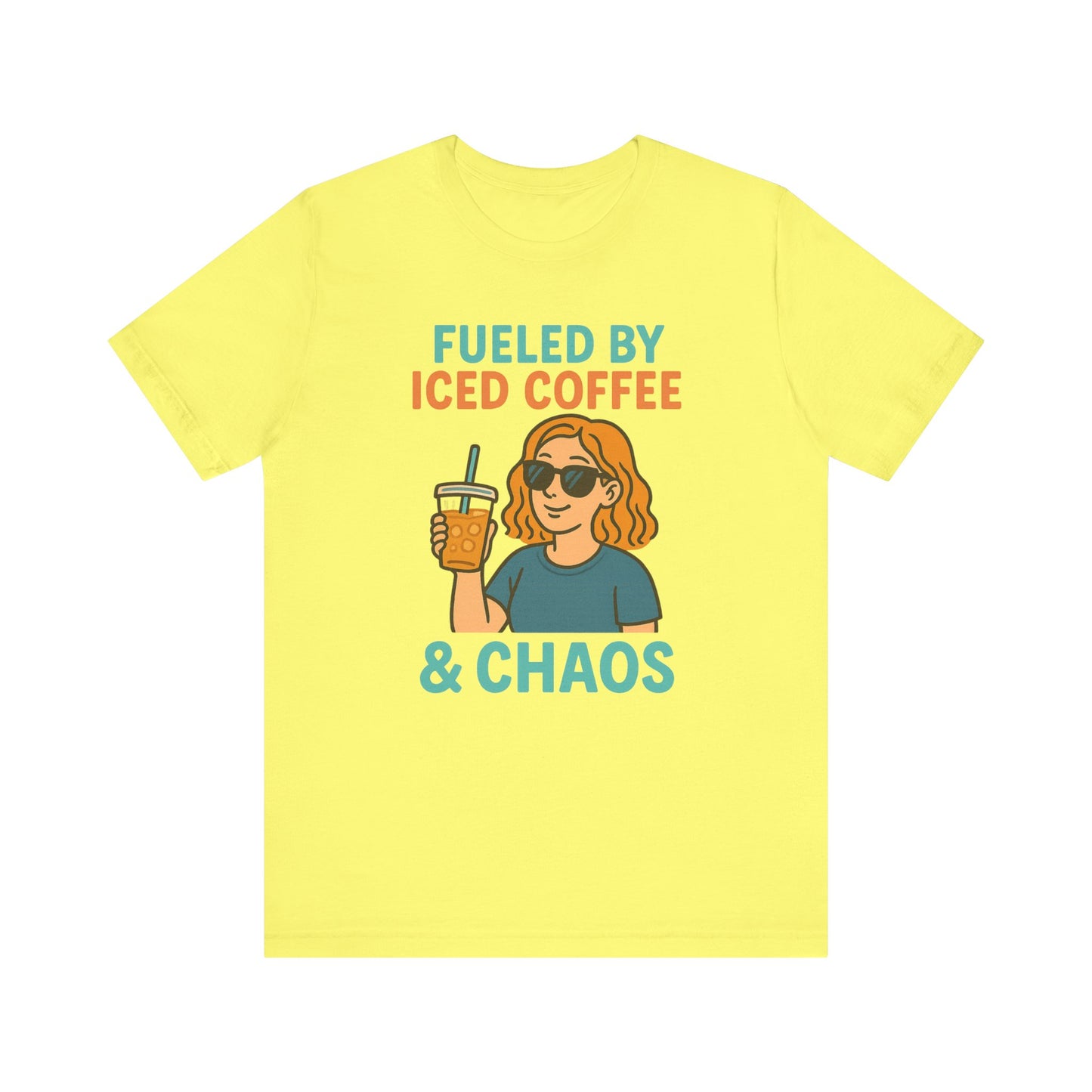 Fueled by Iced Coffee Unisex Tee, Summer Vibe Shirt, Coffee Lover Gift, Casual Wear, Gift for Friends, Funny Graphic Tee