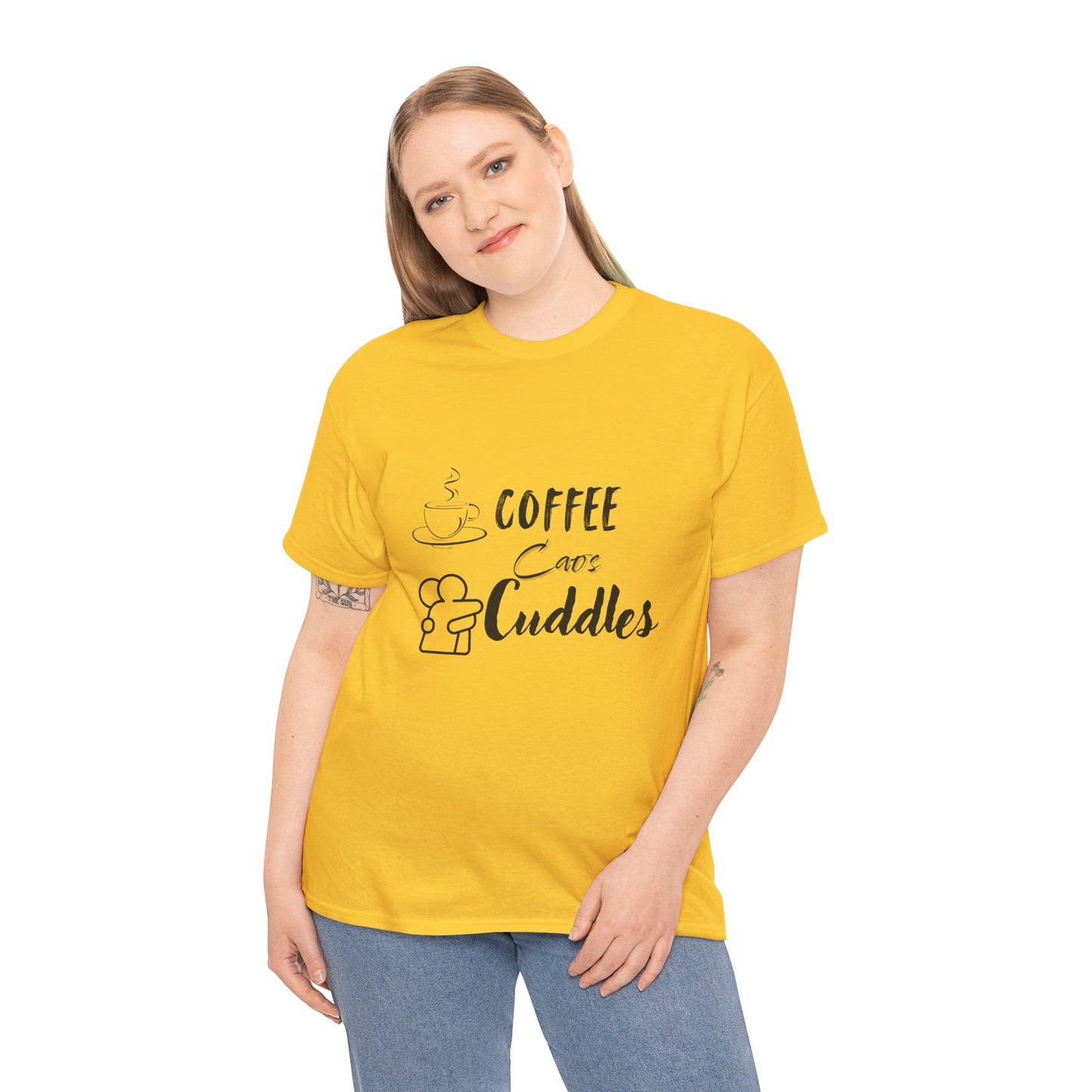 Cozy Coffee Cuddles Unisex Heavy Cotton Tee- Women