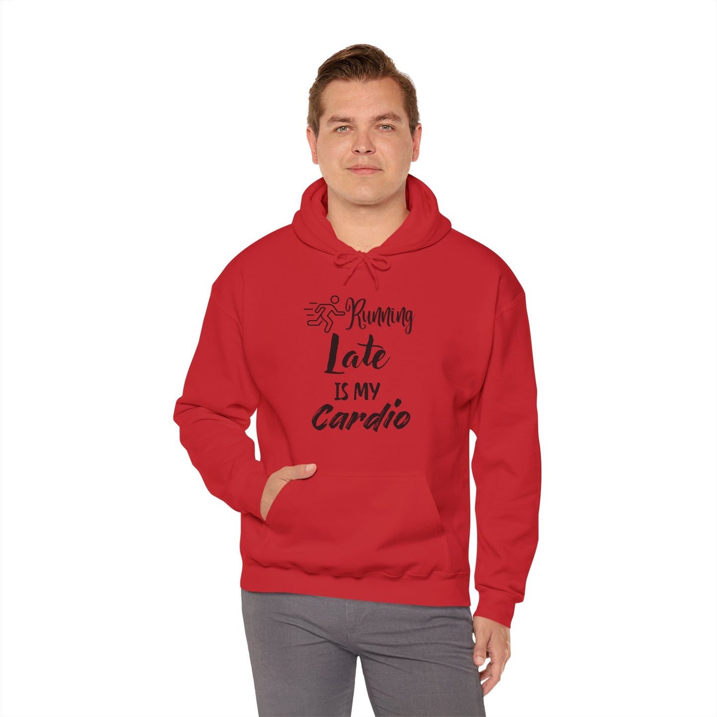 Running Late is My Cardio Hoodie - Unisex Heavy Blend Sweatshirt for Fitness Lovers