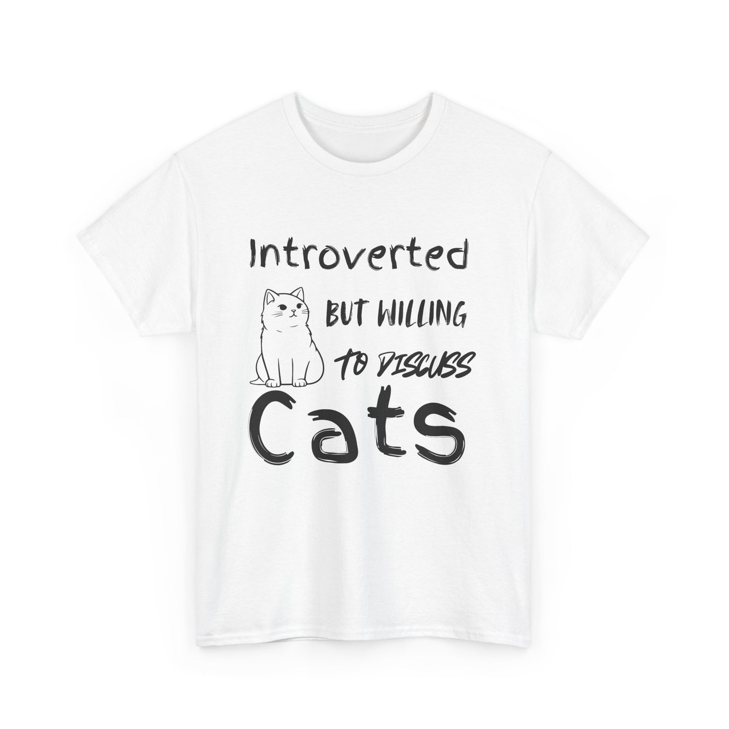 Introverted Cat Lover Unisex Heavy Cotton Tee - Perfect Gift for Cat Enthusiasts