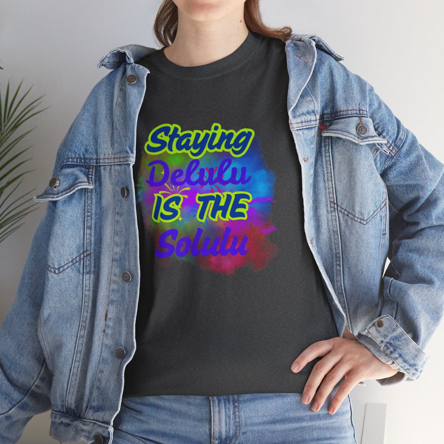 Colorful Staying Delulu Unisex Heavy Cotton Tee - Fun and Relaxed Vibe
