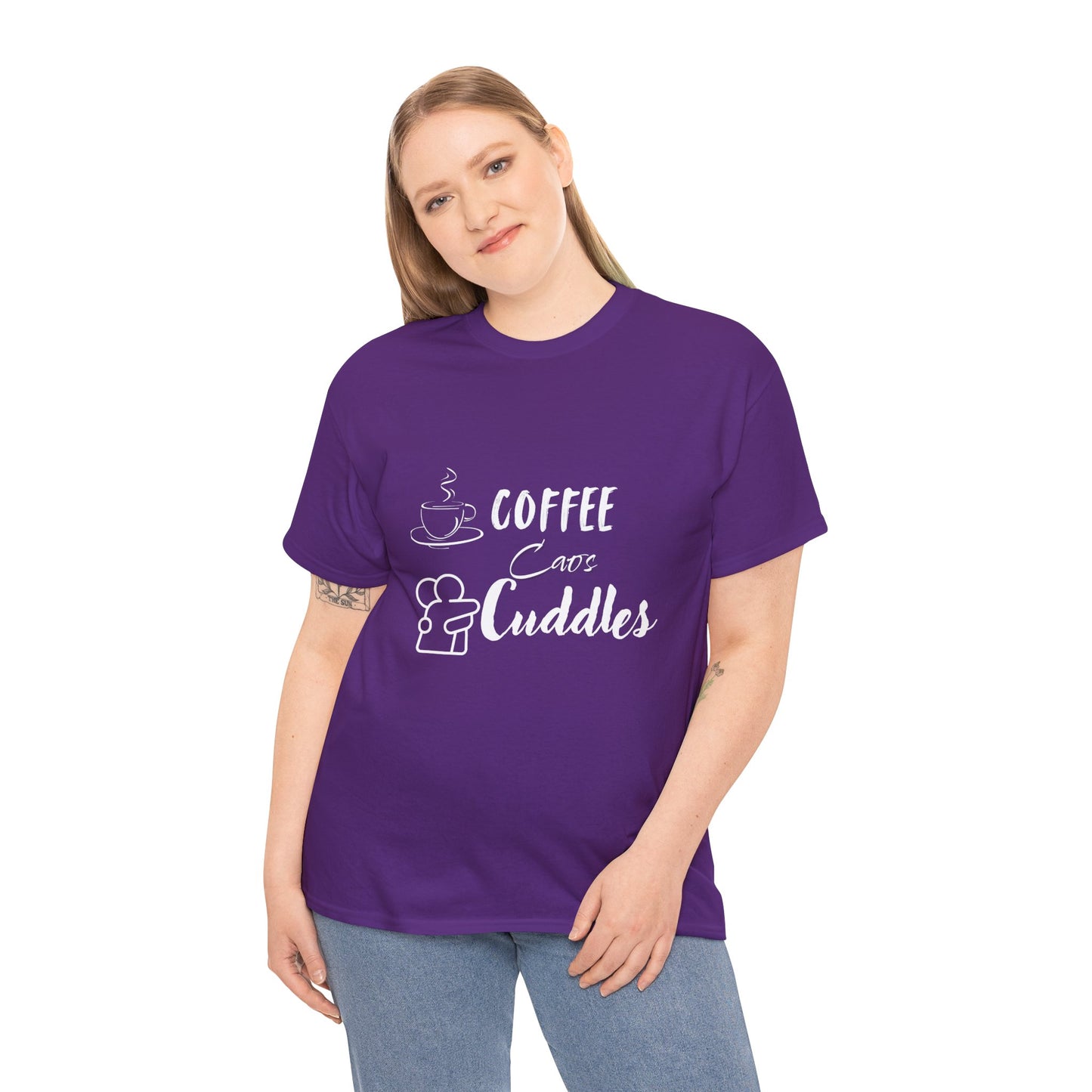 Cozy Coffee Cuddles Unisex Heavy Cotton Tee- Women