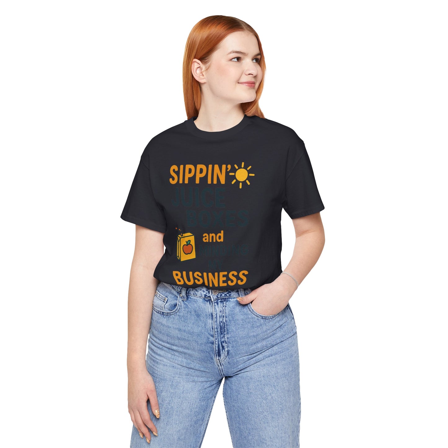 Sippin' Juice Boxes Graphic Tee, Fun Summer Shirt, Cute Gift for Kids, Playful Family Outing Top, Refreshing Summer Attire