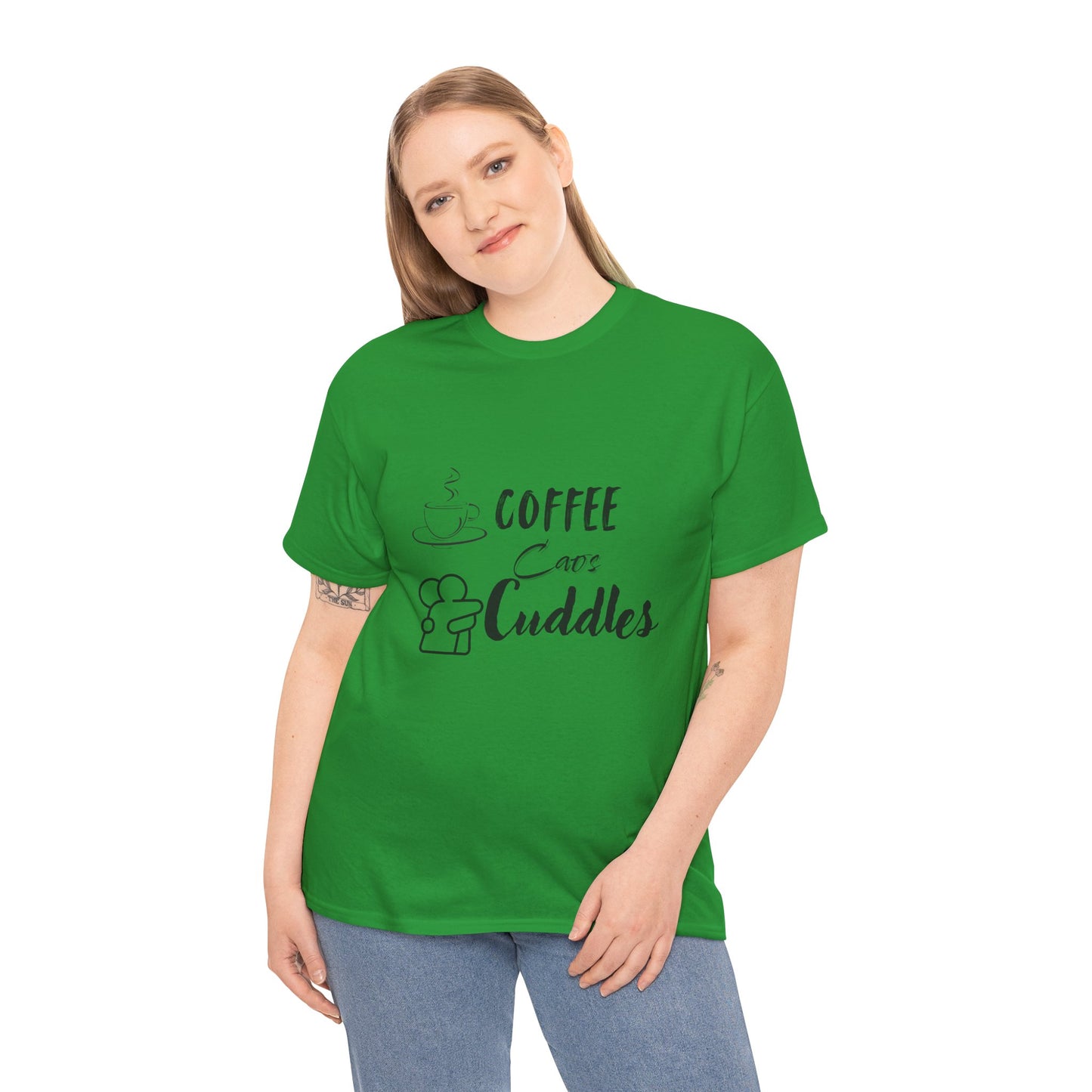 Cozy Coffee Cuddles Unisex Heavy Cotton Tee- Women