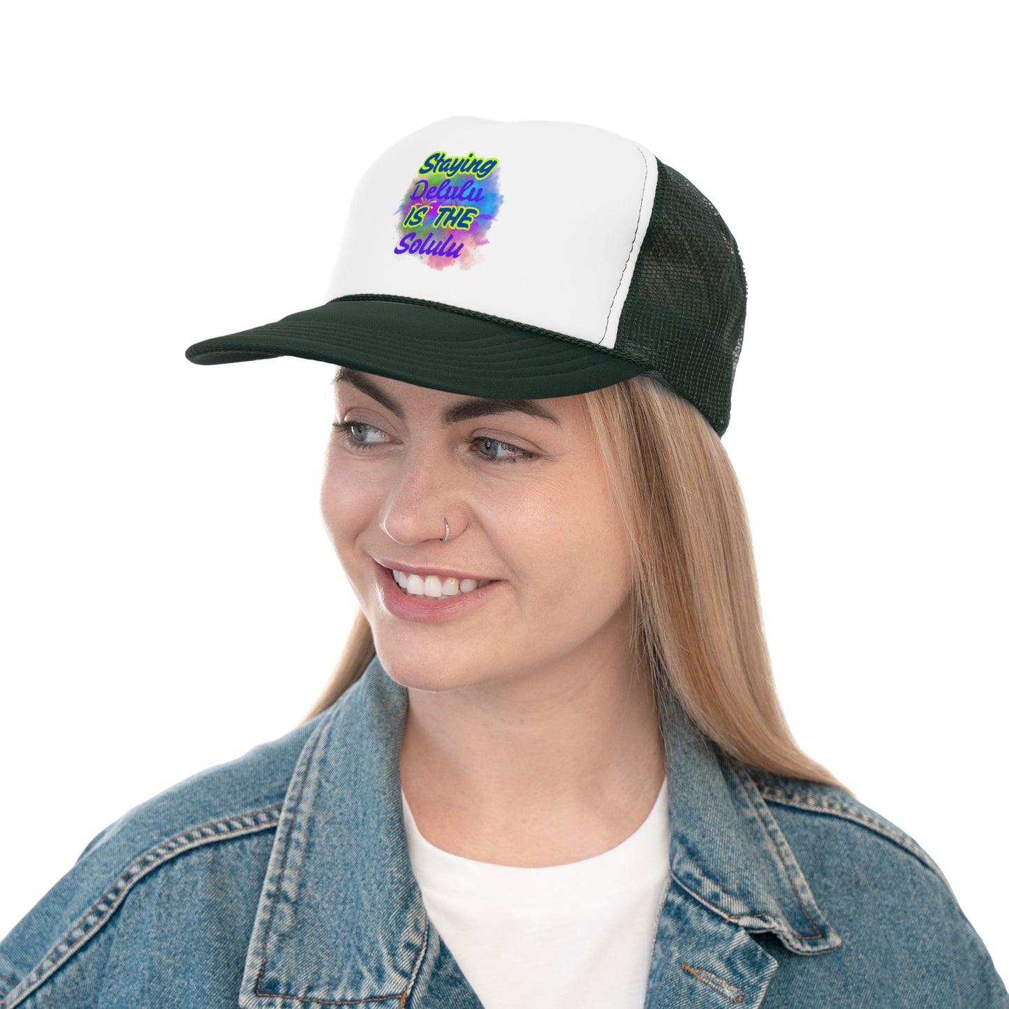 Colorful Staying Delulu Trucker Cap - Fun, Trendy Headwear for Everyday Adventures