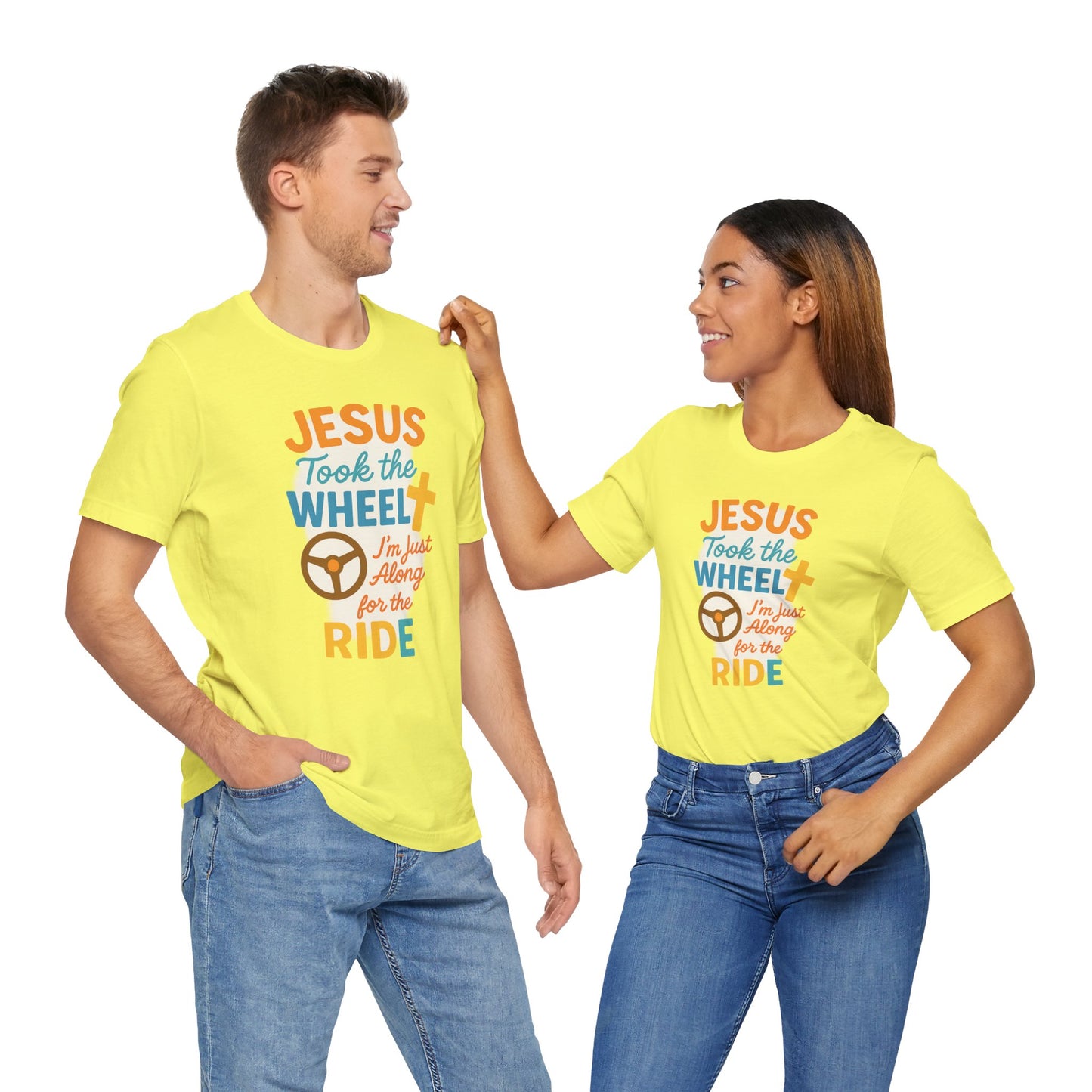 Jesus Took the Wheel Tee, Christian Shirt for Faith, Spiritual Gifts, Inspirational Top, Casual Wear, Religious Apparel