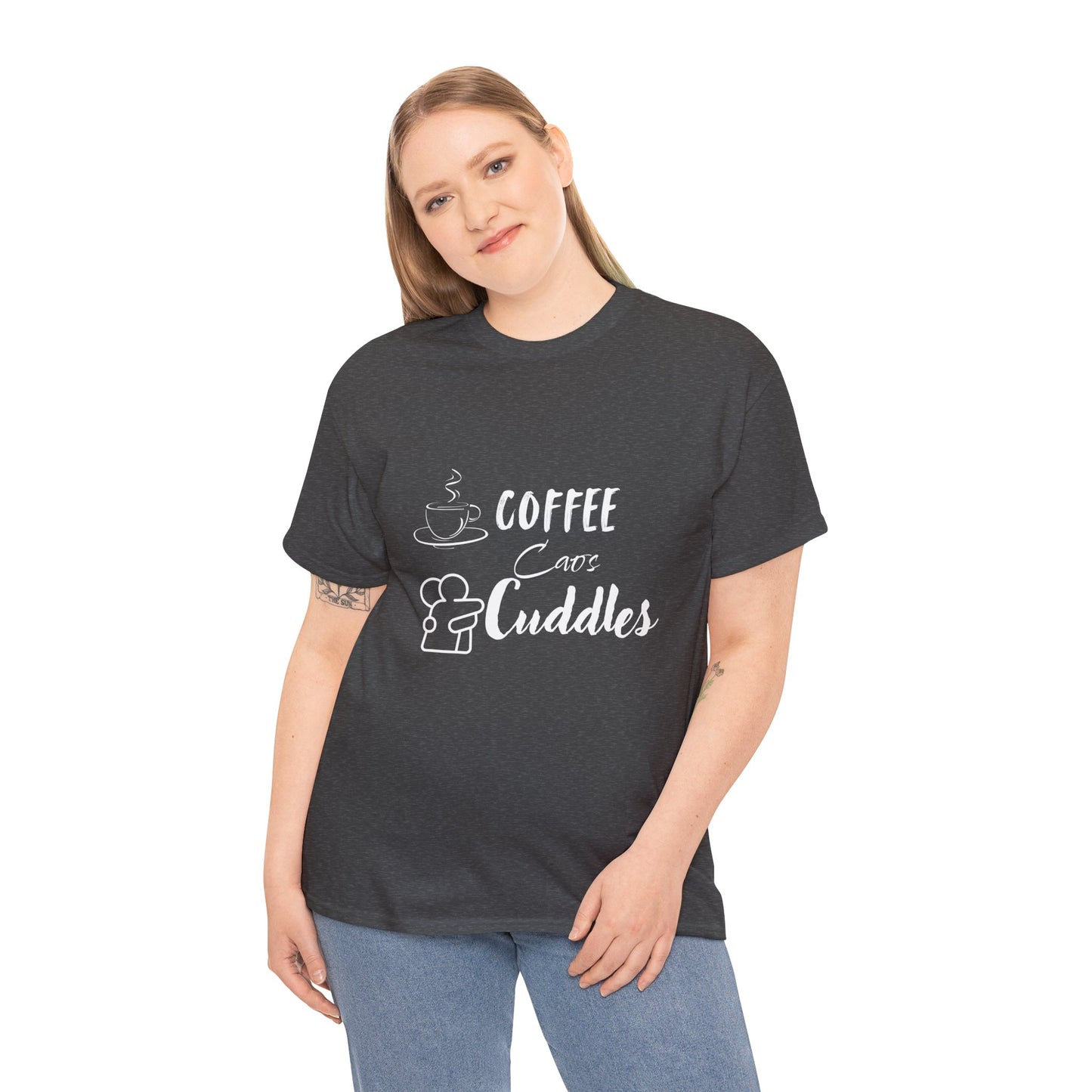 Cozy Coffee Cuddles Unisex Heavy Cotton Tee- Women