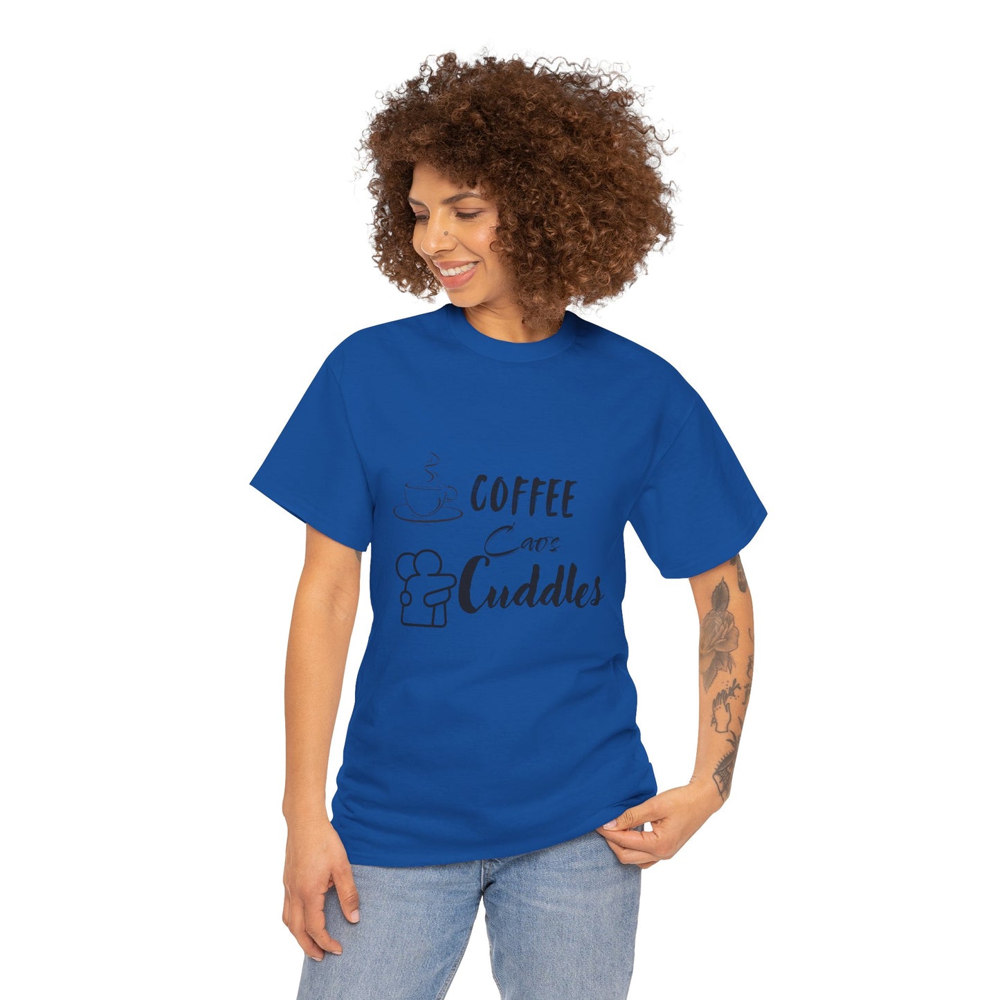 Cozy Coffee Cuddles Unisex Heavy Cotton Tee- Women