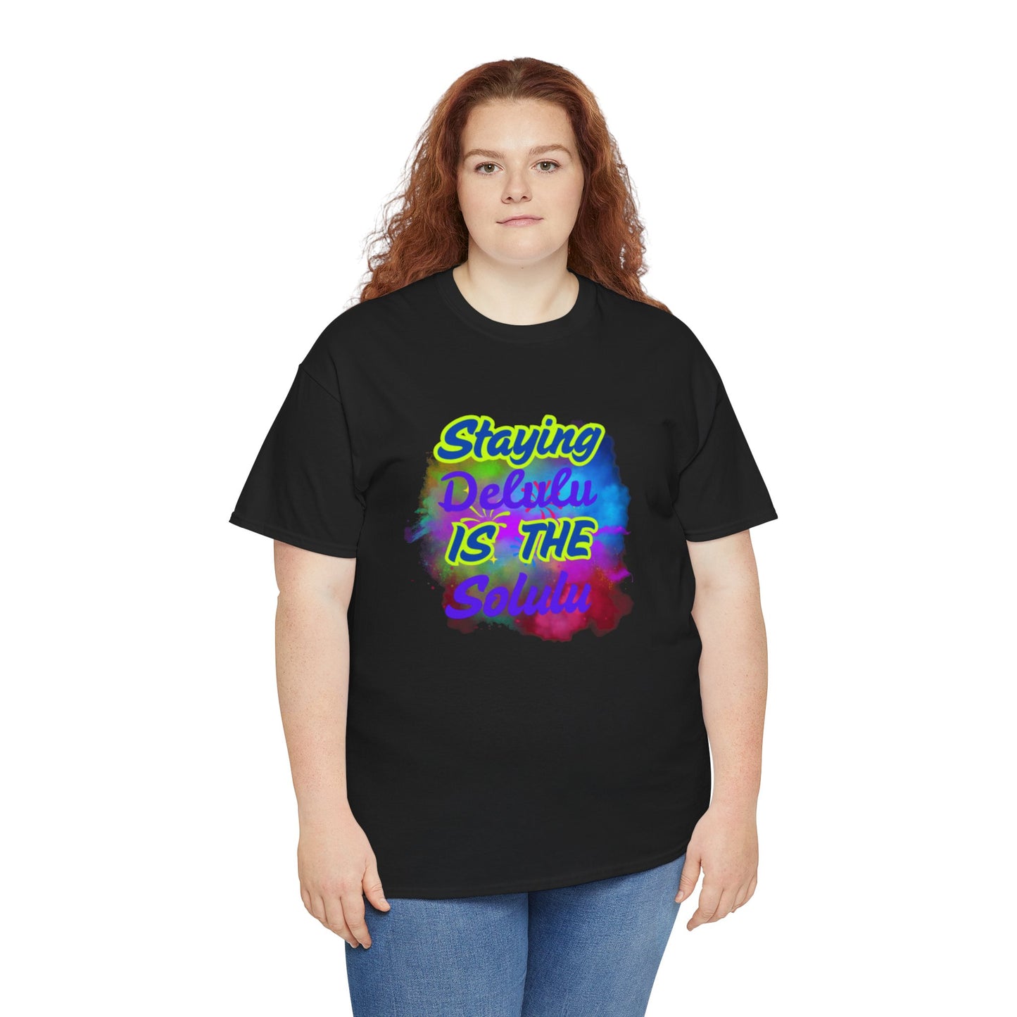 Colorful Staying Delulu Unisex Heavy Cotton Tee - Fun and Relaxed Vibe