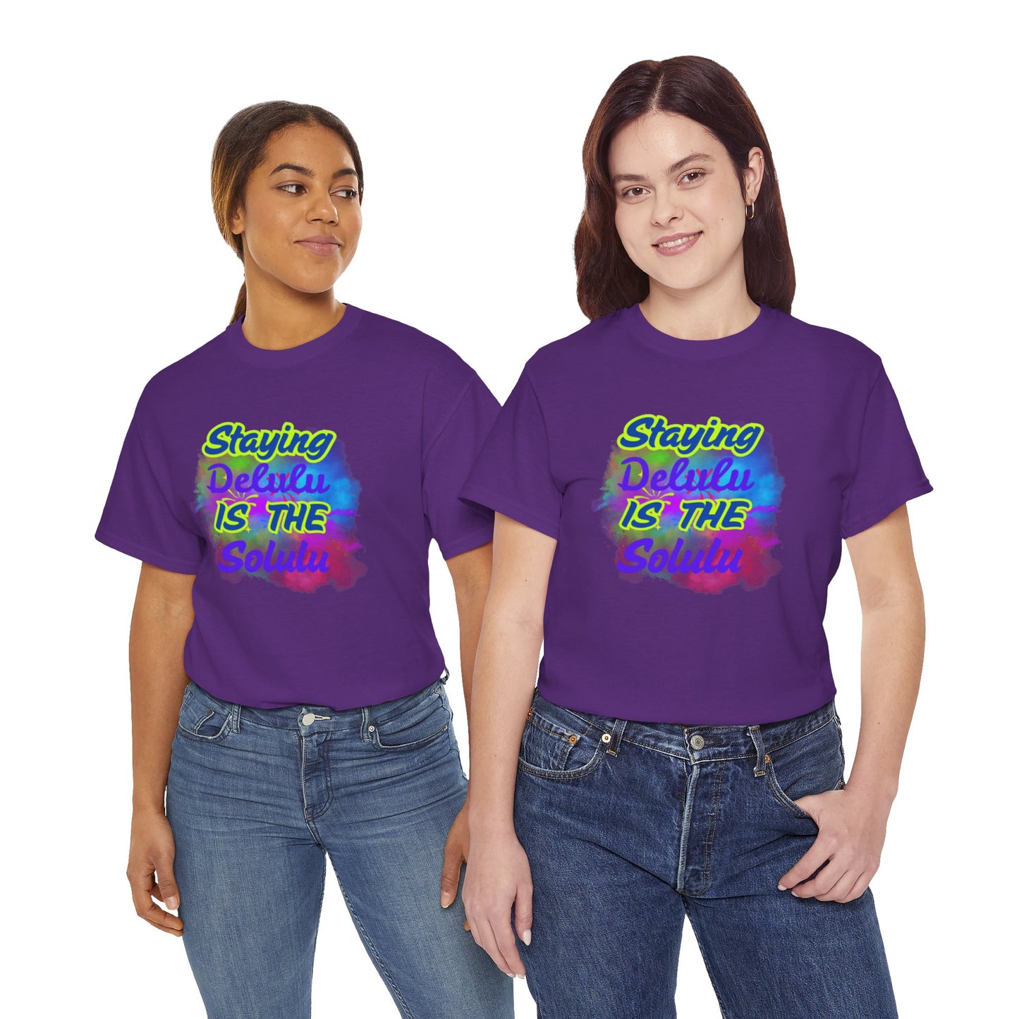 Colorful Staying Delulu Unisex Heavy Cotton Tee - Fun and Relaxed Vibe
