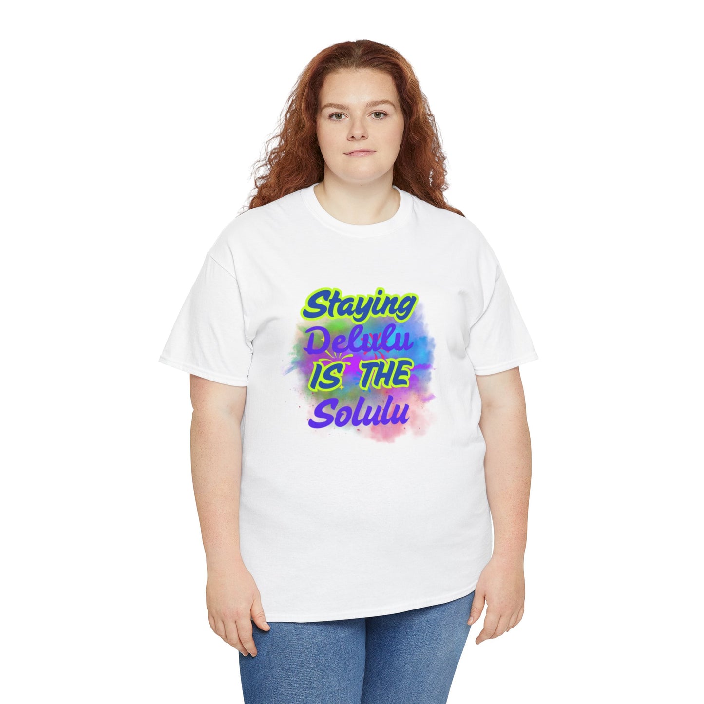 Colorful Staying Delulu Unisex Heavy Cotton Tee - Fun and Relaxed Vibe