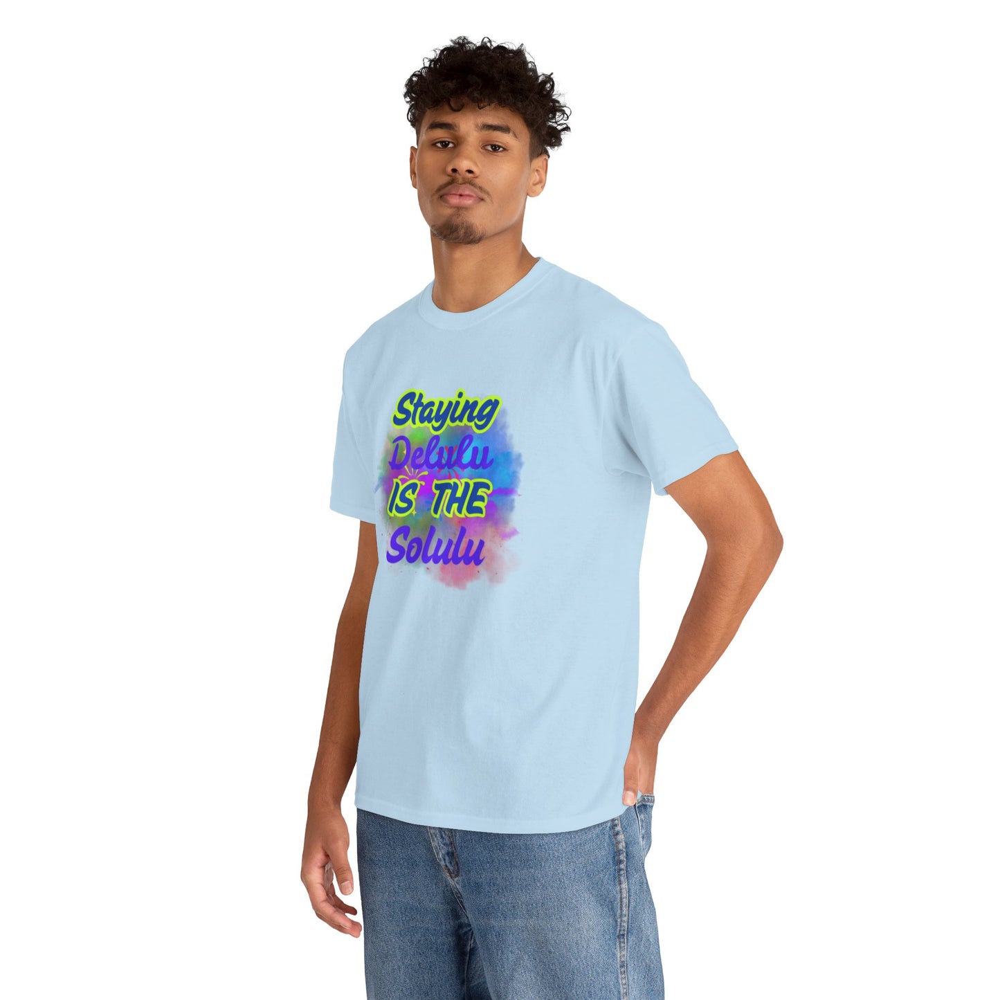 Colorful Staying Delulu Unisex Heavy Cotton Tee - Fun and Relaxed Vibe