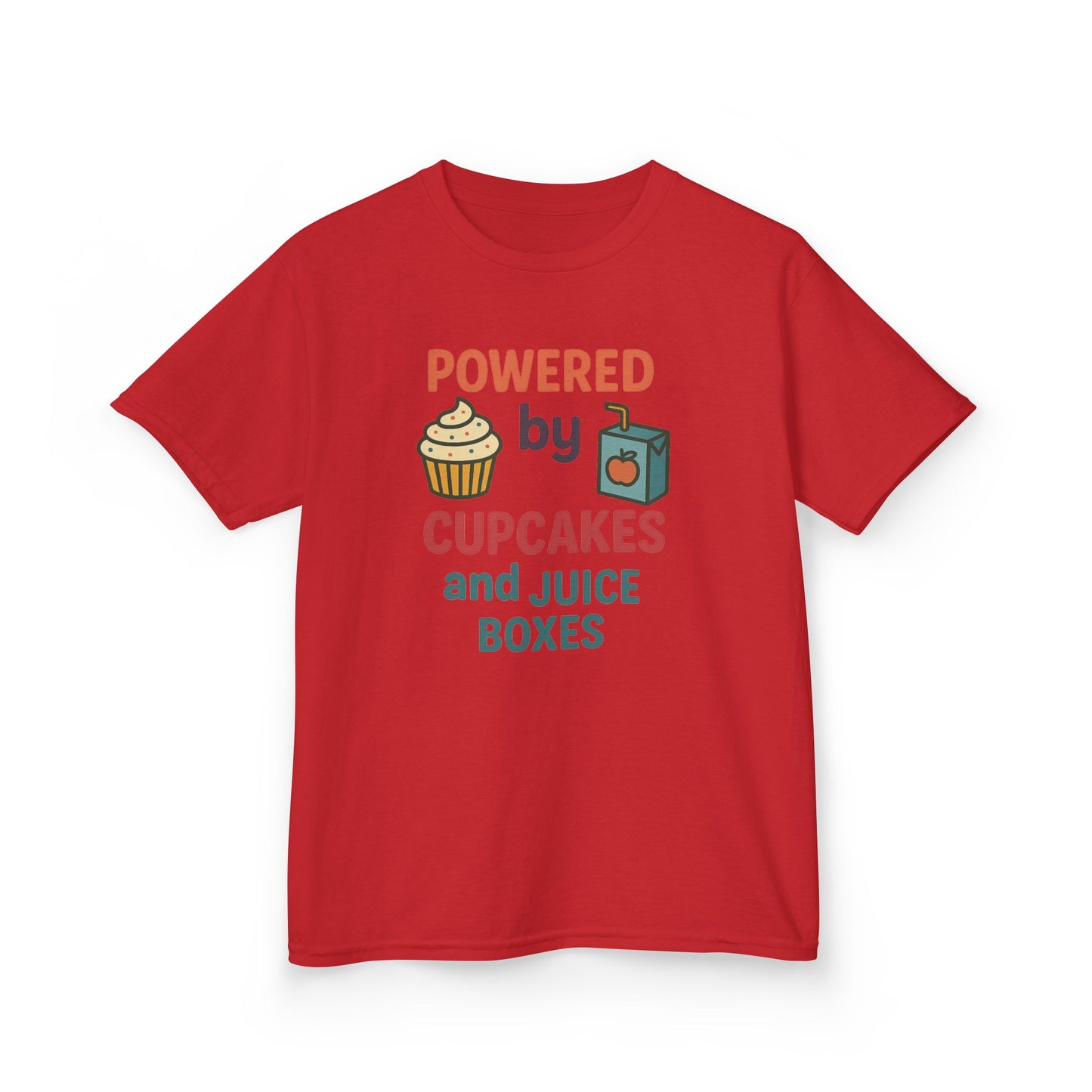 Powered by Cupcakes Kids Tee, Funny Kids T-Shirt, Cute Gift for Birthdays, Playdate Outfit, Cupcake Lover Apparel