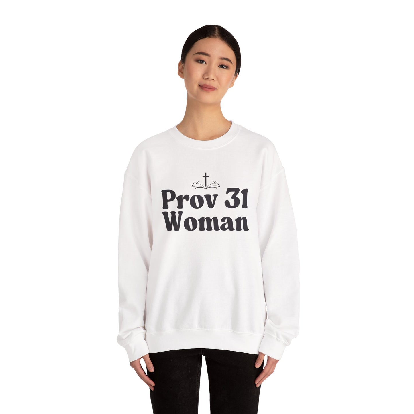 Faith-Inspired Unisex Crewneck Sweatshirt, Prov 31 Woman Gift, Cozy Apparel, Christian Fashion, Spirituality, Everyday Wear