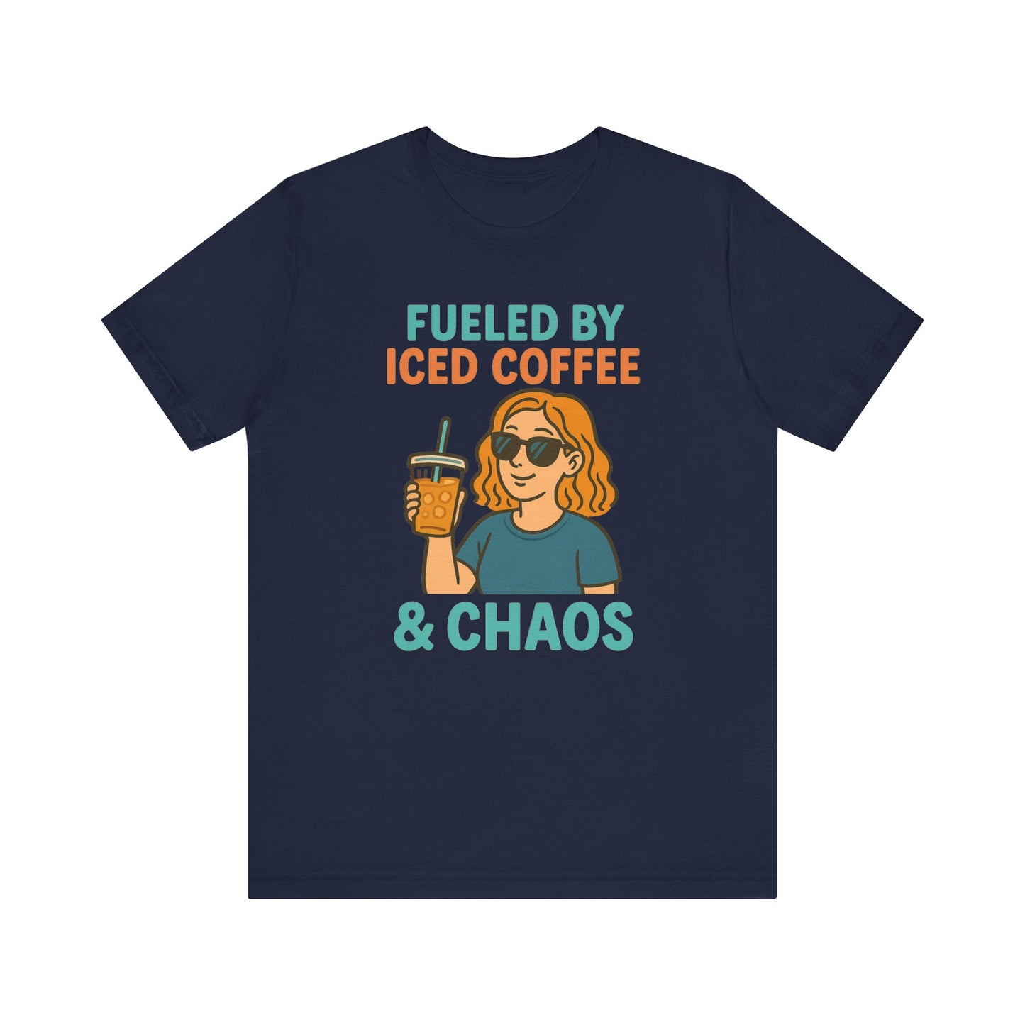 Fueled by Iced Coffee Unisex Tee, Summer Vibe Shirt, Coffee Lover Gift, Casual Wear, Gift for Friends, Funny Graphic Tee