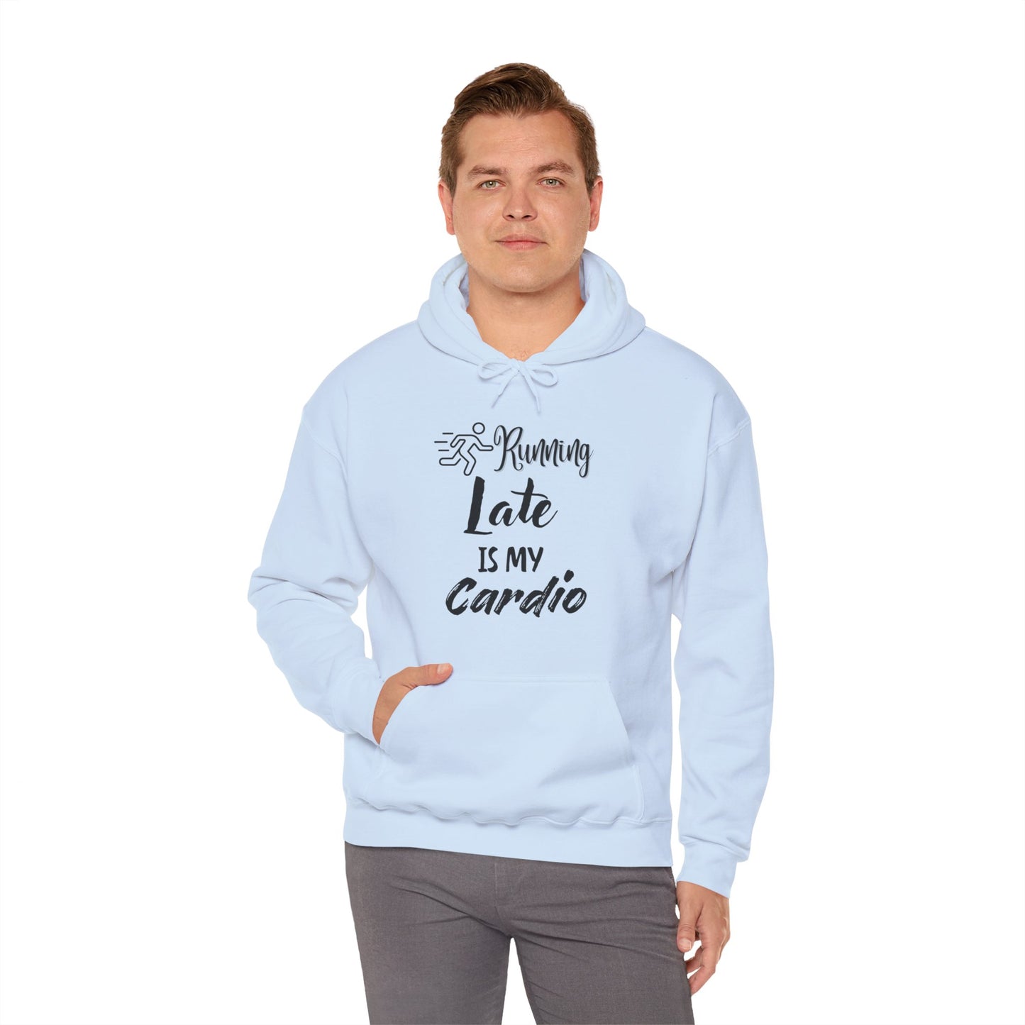Running Late is My Cardio Hoodie - Unisex Heavy Blend Sweatshirt for Fitness Lovers