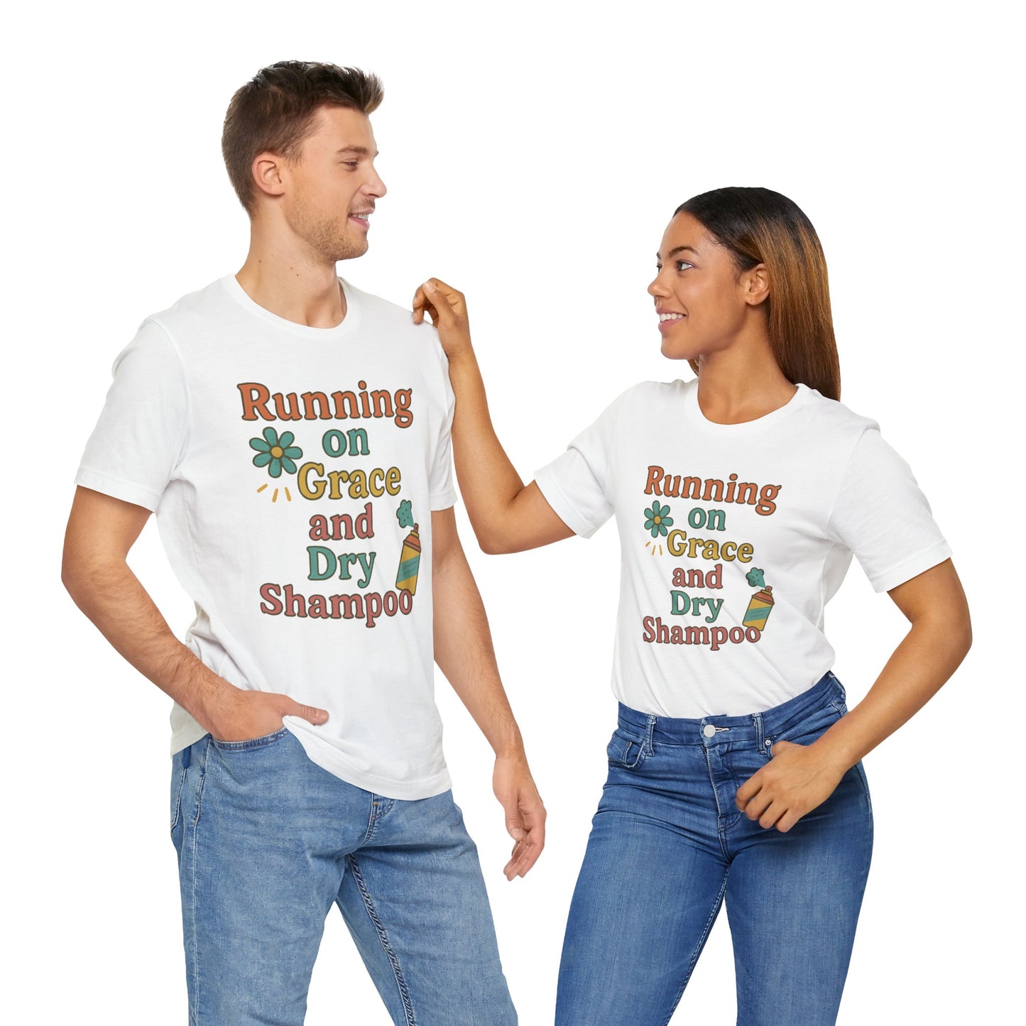 Running on Grace and Dry Shampoo Tee, Funny T-Shirt for Moms, Comfortable Everyday Wear, Gift for Hair Lovers, Trendy Casual Style
