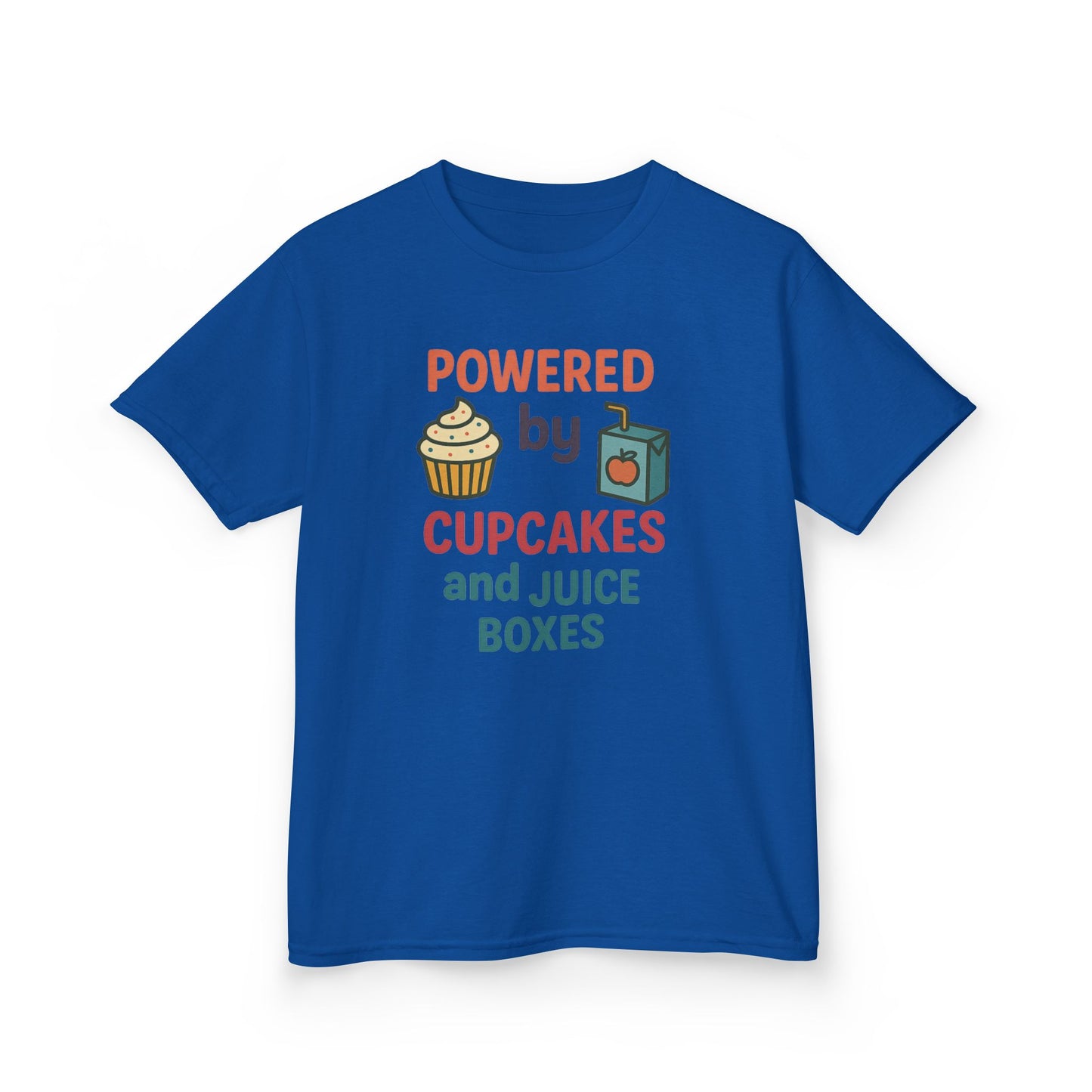 Powered by Cupcakes Kids Tee, Funny Kids T-Shirt, Cute Gift for Birthdays, Playdate Outfit, Cupcake Lover Apparel