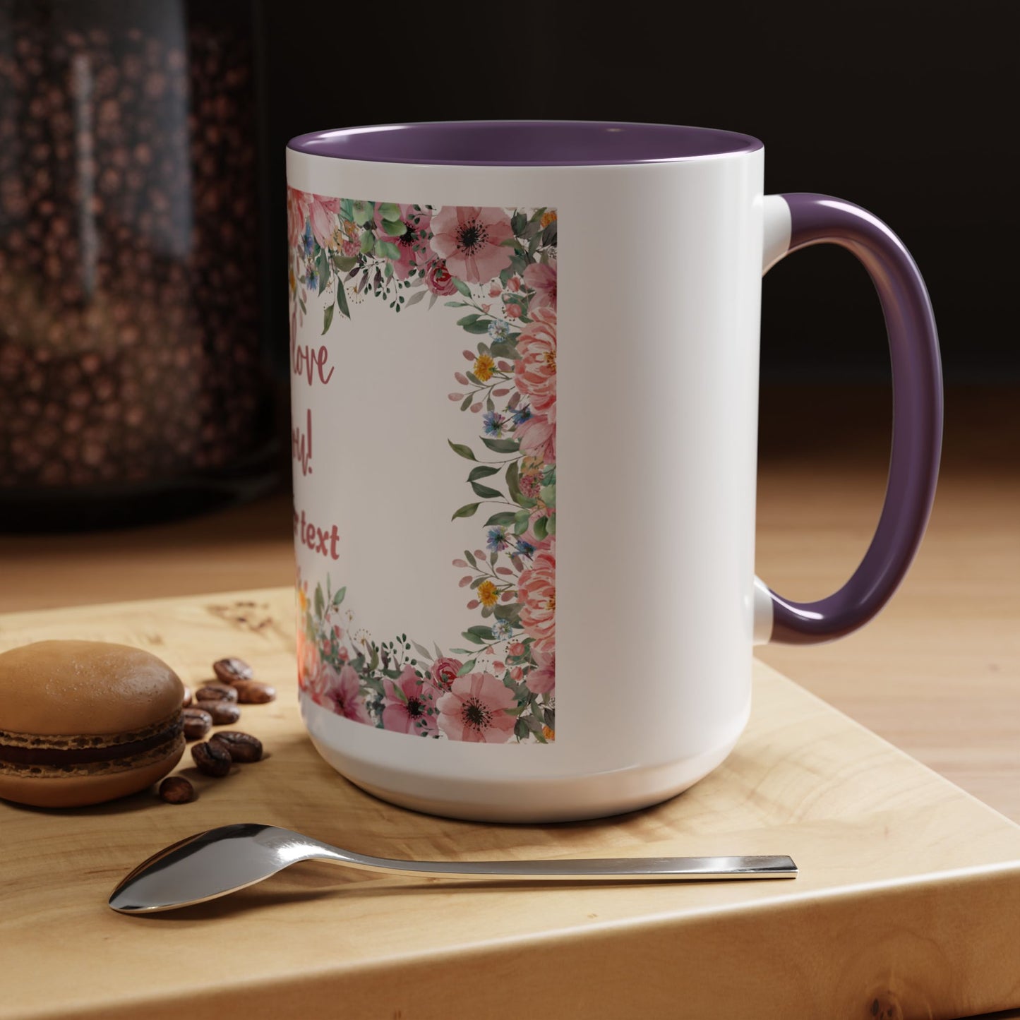 Floral Accent Coffee Mug - "We Love You!" Personalized Gift