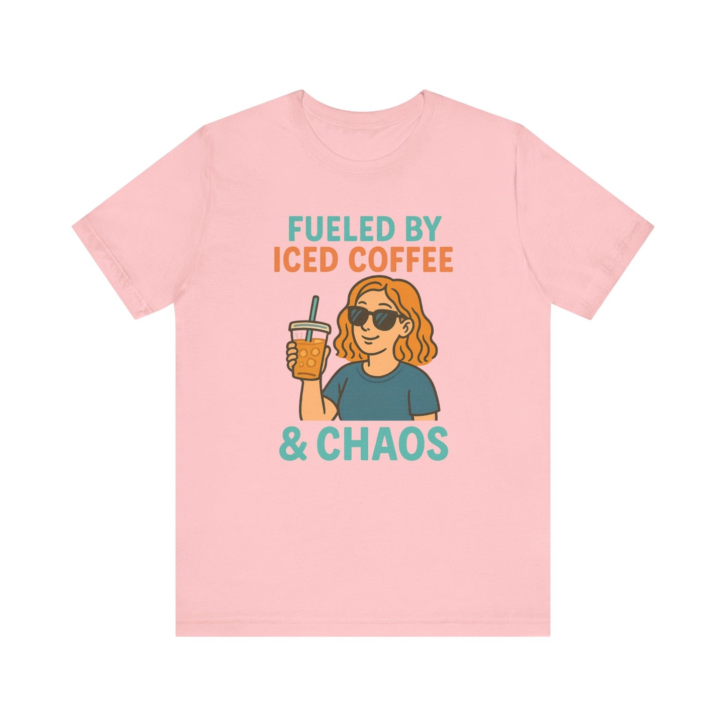 Fueled by Iced Coffee Unisex Tee, Summer Vibe Shirt, Coffee Lover Gift, Casual Wear, Gift for Friends, Funny Graphic Tee