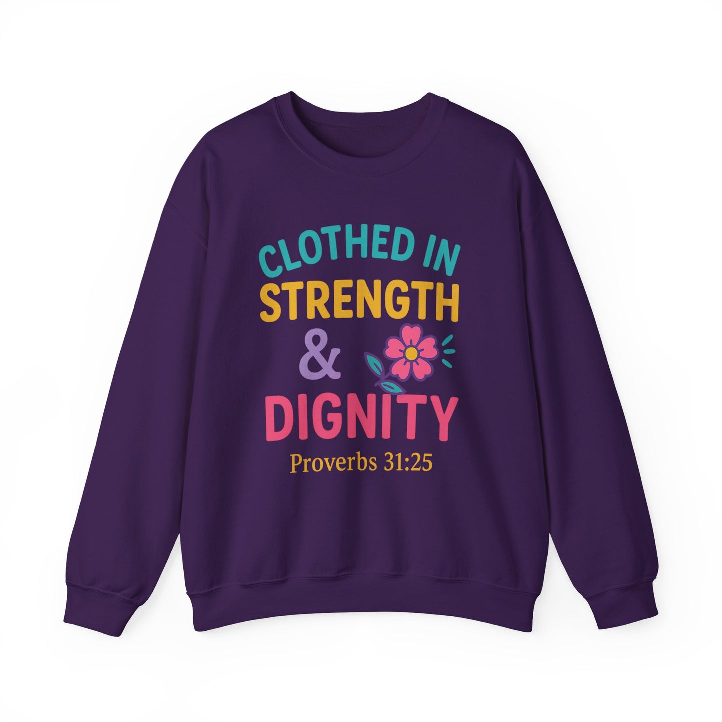 Strength & Dignity Sweatshirt for Women - Inspirational Crewneck, Perfect Gift for Moms, Birthdays, Encouragement, Proverbs 31:25