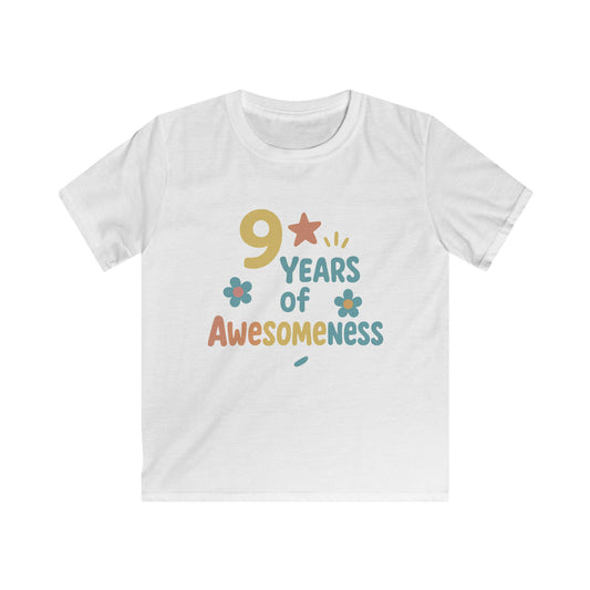 Celebrate 9 Years of Awesomeness Kids Tee, Birthday Gift Shirt, Fun Kids T-Shirt, Unique Children's Apparel, Festival Wear
