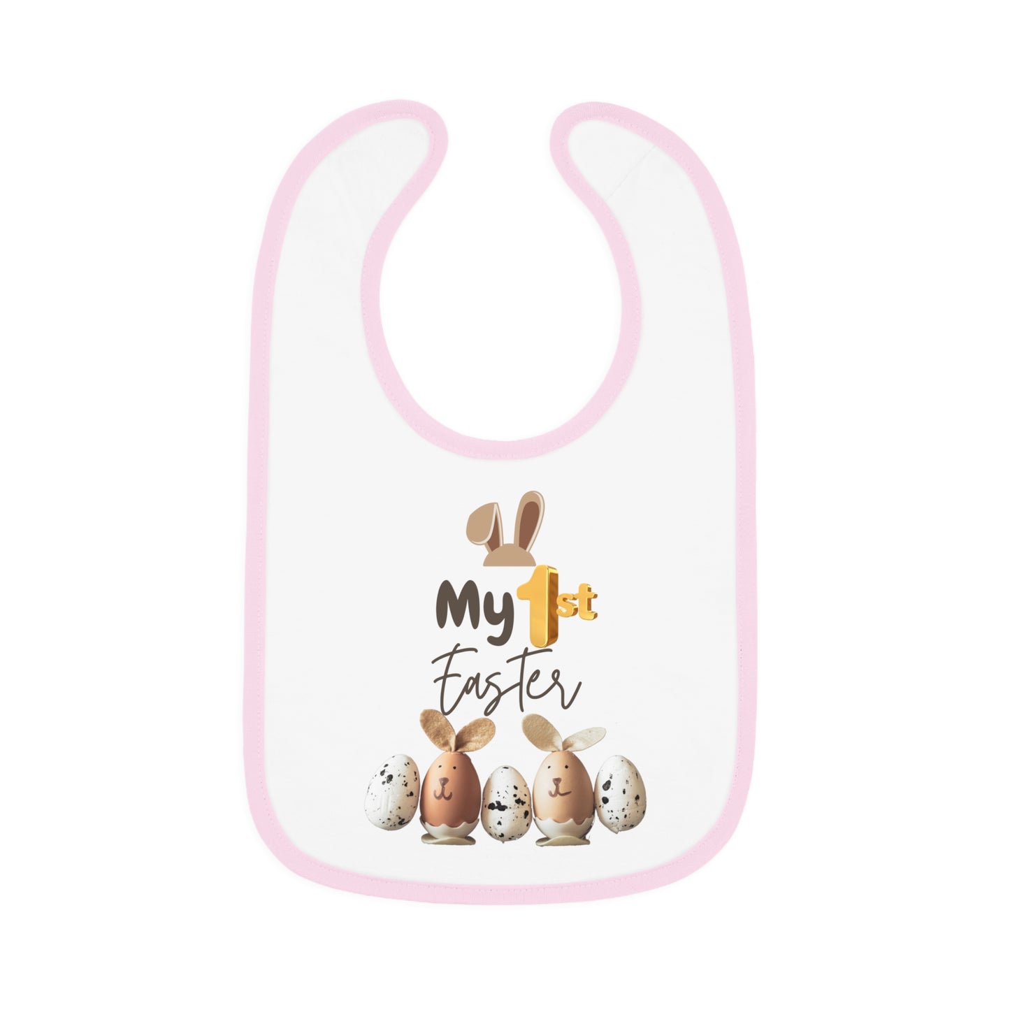 My 1st Easter Baby Bib - Cute Contrast Trim Jersey Bib for Newborns