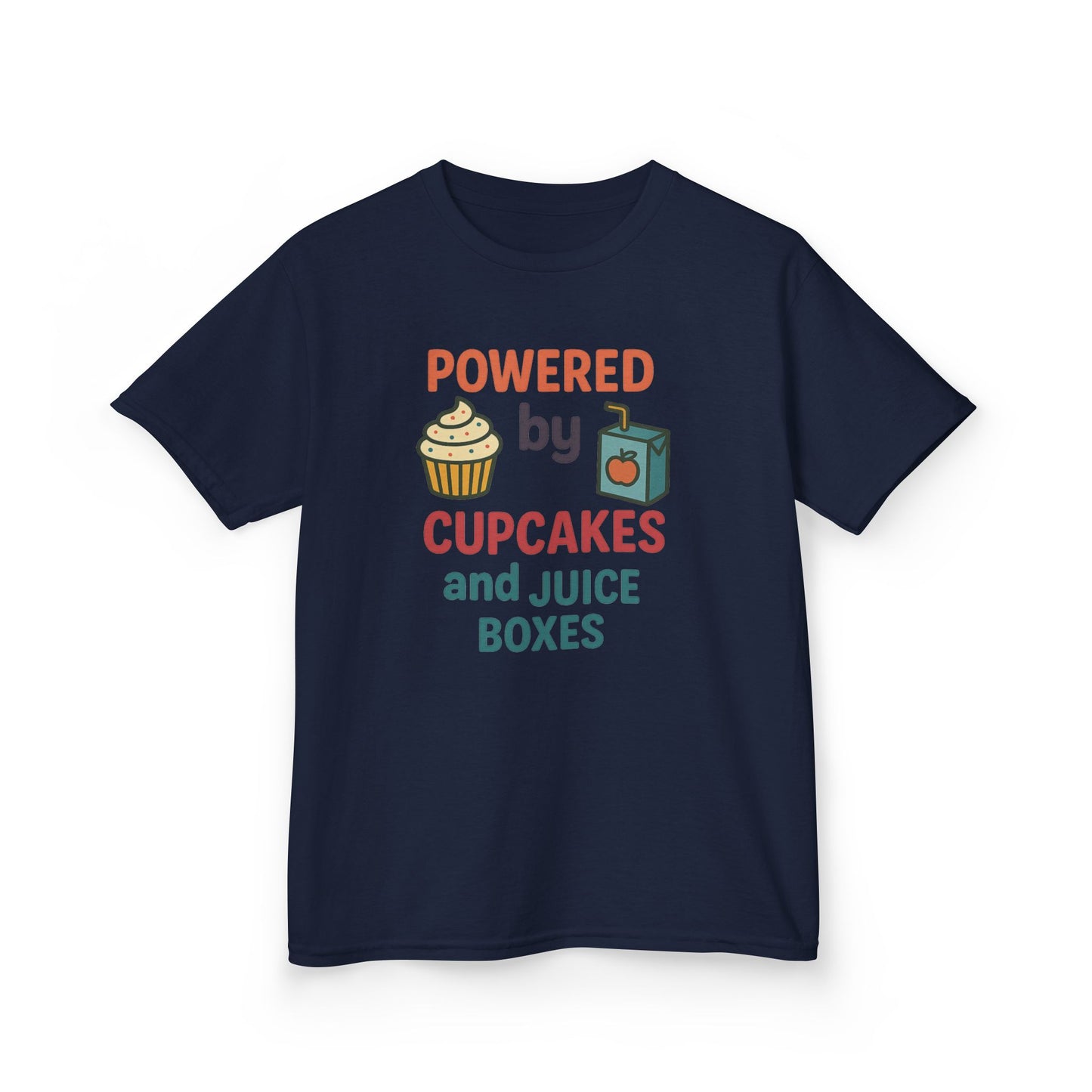 Powered by Cupcakes Kids Tee, Funny Kids T-Shirt, Cute Gift for Birthdays, Playdate Outfit, Cupcake Lover Apparel