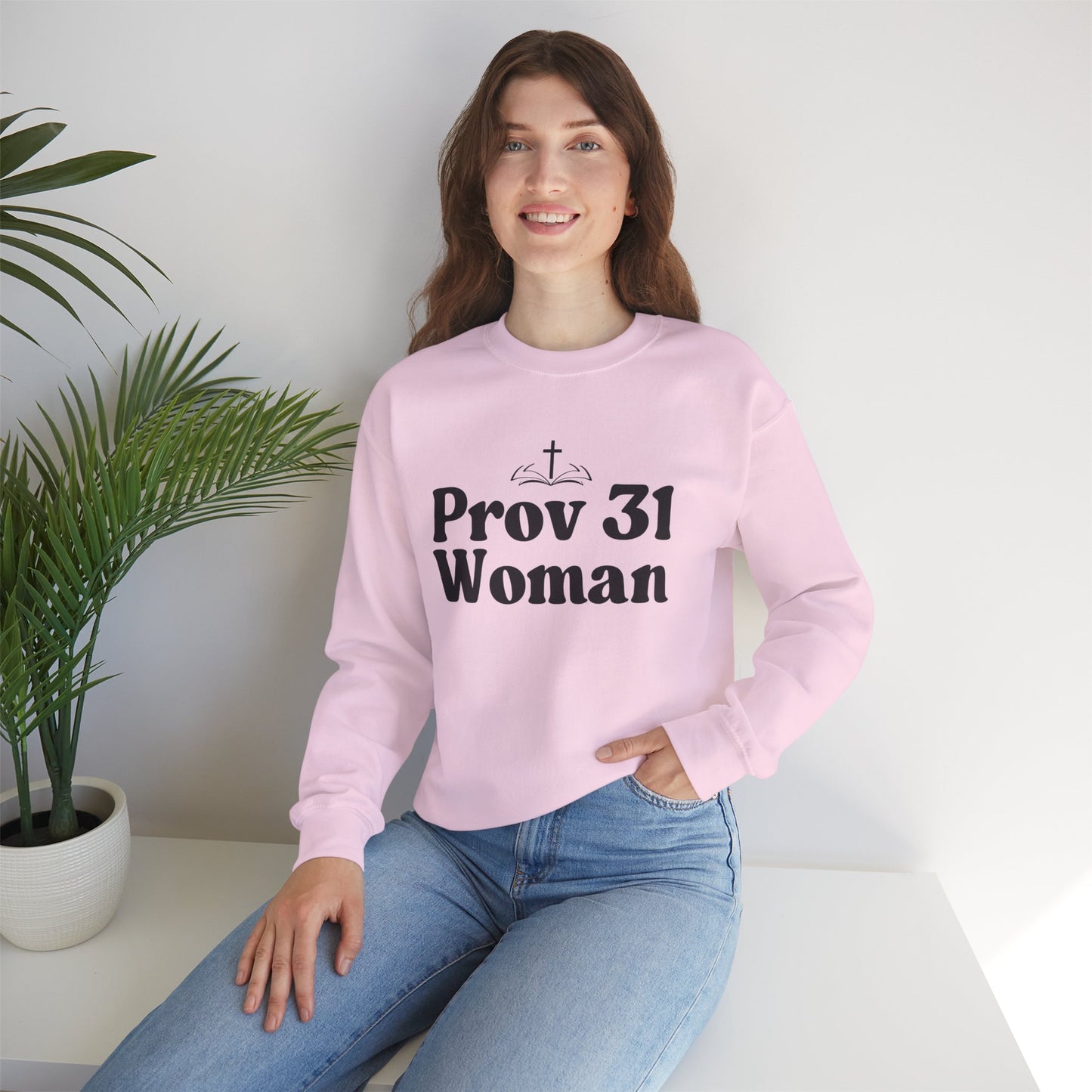 Faith-Inspired Unisex Crewneck Sweatshirt, Prov 31 Woman Gift, Cozy Apparel, Christian Fashion, Spirituality, Everyday Wear