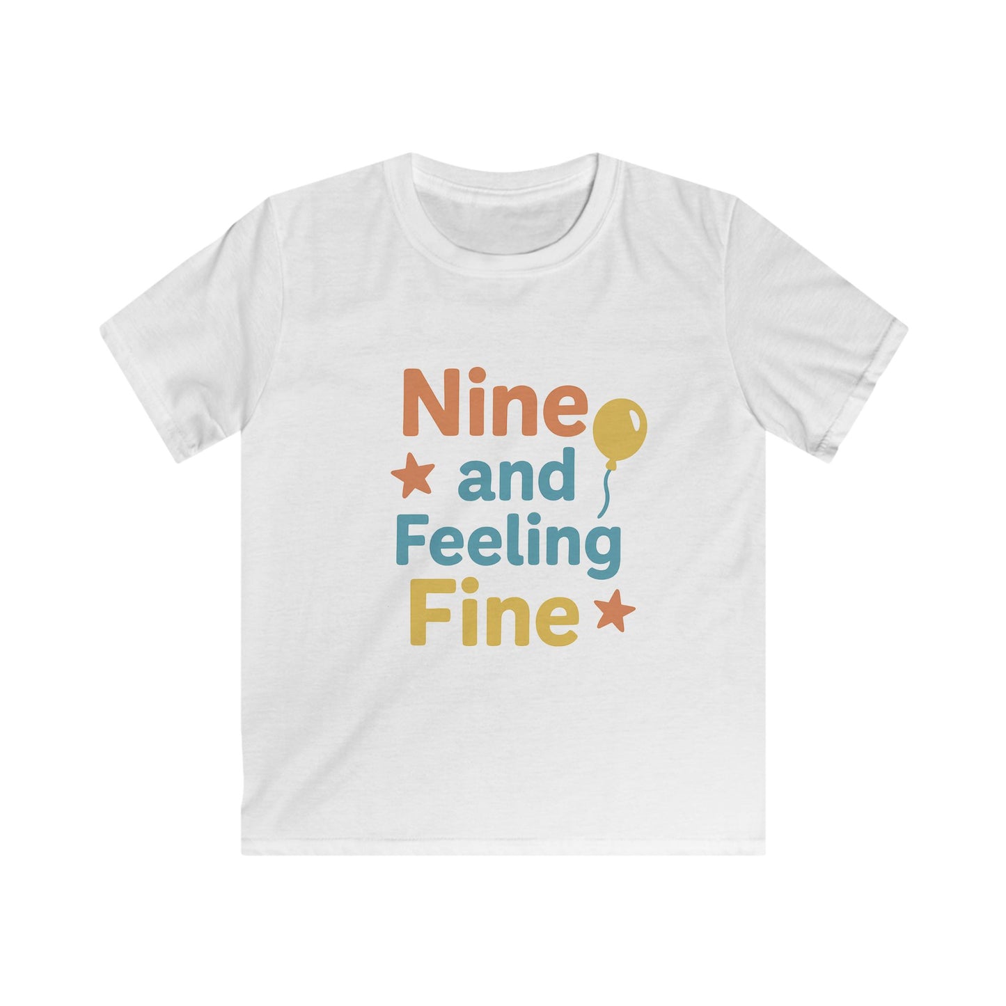 Birthday Celebration Kids Tee, Nine and Feeling Fine Shirt, Birthday Gift, Kids Apparel, Fun Casual Wear, Summer T-Shirt, Youth Tee