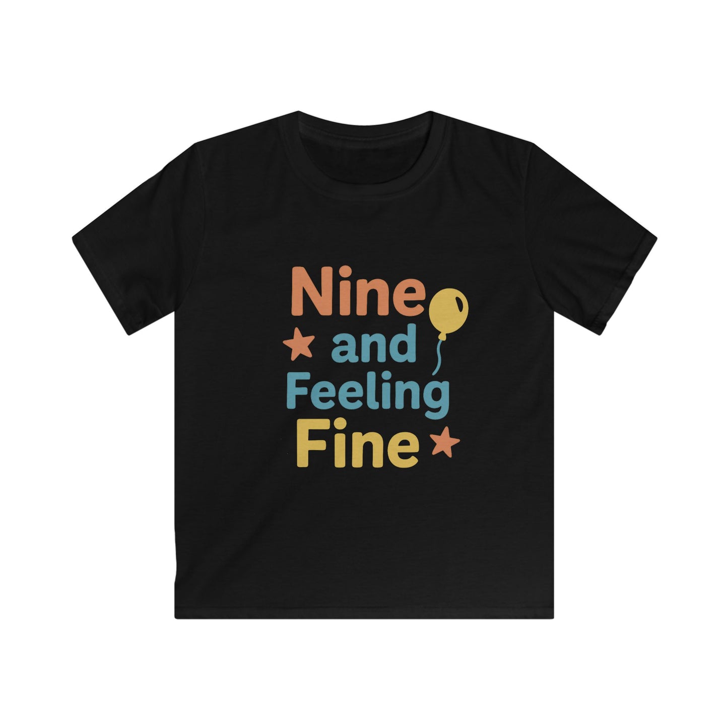 Birthday Celebration Kids Tee, Nine and Feeling Fine Shirt, Birthday Gift, Kids Apparel, Fun Casual Wear, Summer T-Shirt, Youth Tee