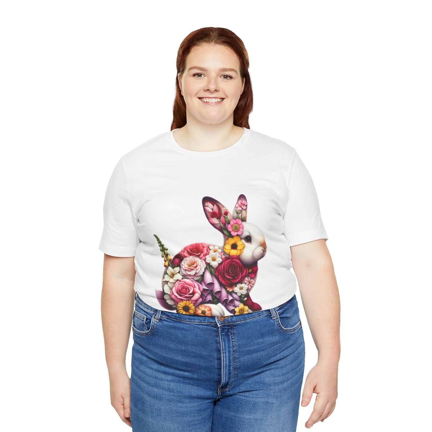 Floral Bunny Unisex T-Shirt, Spring Outfit, Easter Gift, Nature Lover Shirt, Cute Animal Tee, Vintage Floral Graphic Tee
