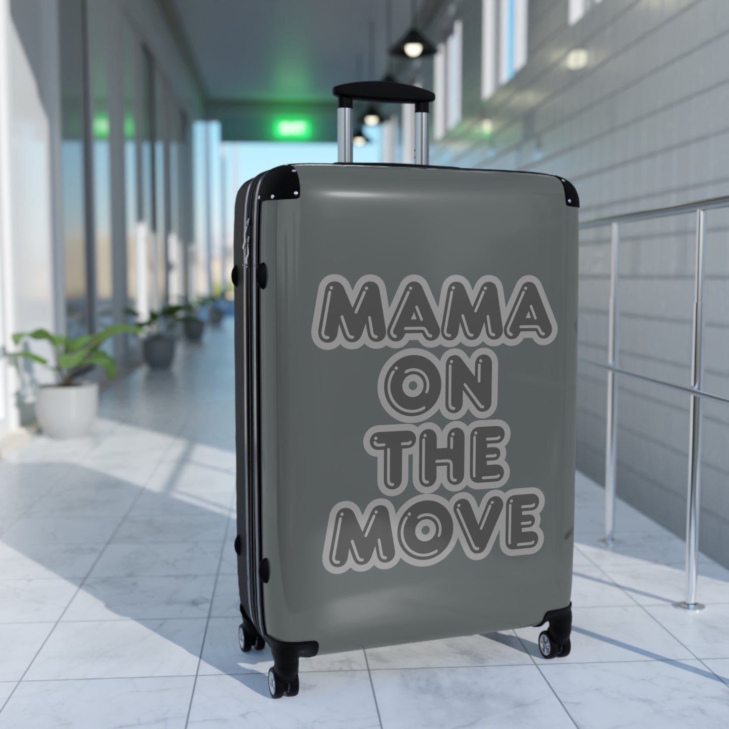 Grey Mama On The Move Suitcase - Stylish Travel Luggage for Busy Moms