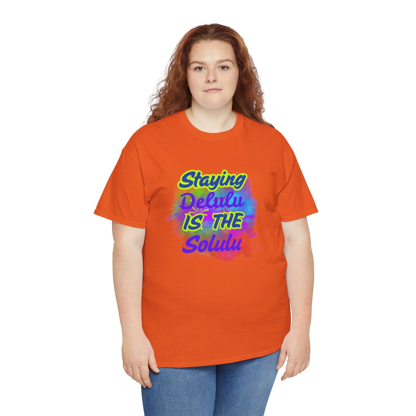 Colorful Staying Delulu Unisex Heavy Cotton Tee - Fun and Relaxed Vibe