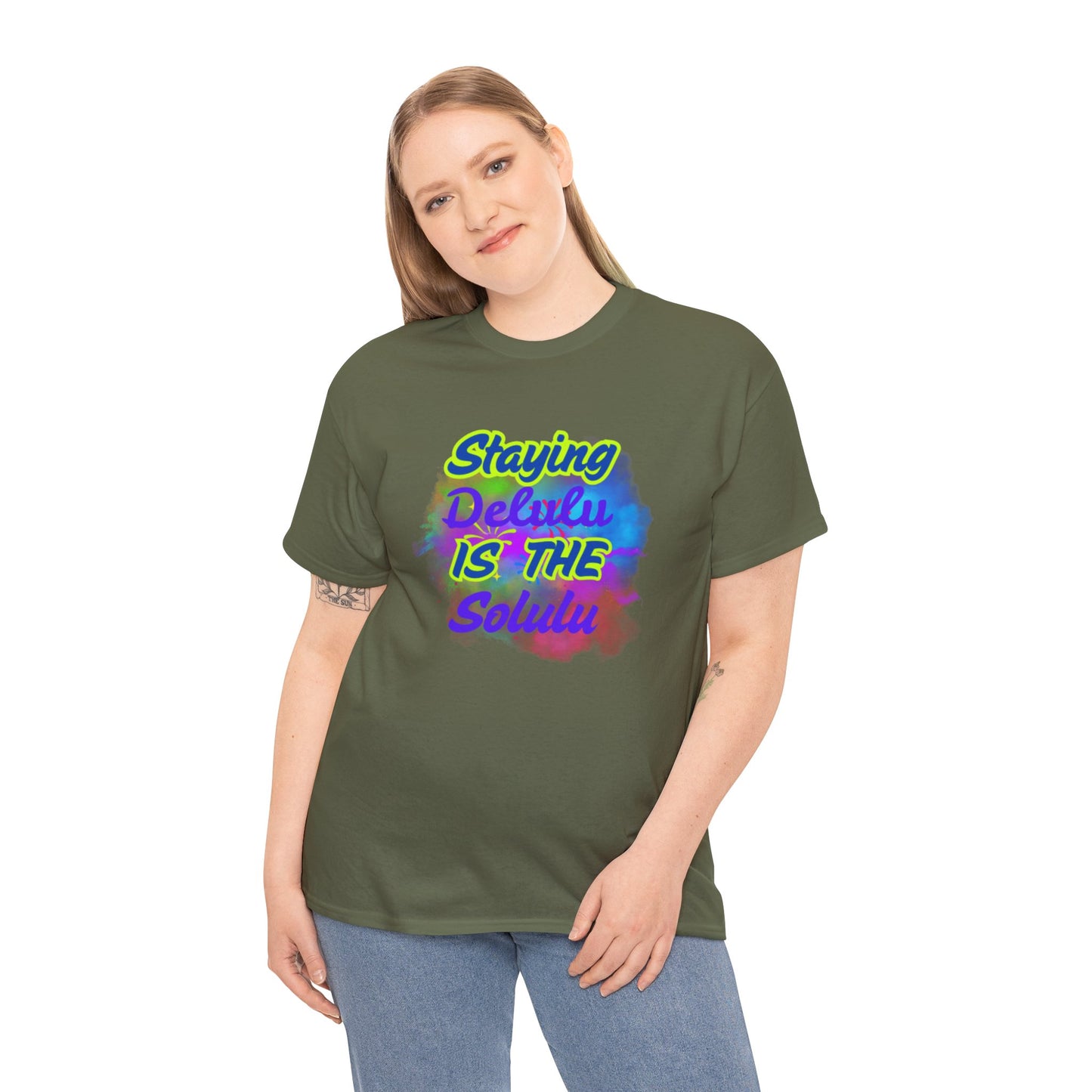Colorful Staying Delulu Unisex Heavy Cotton Tee - Fun and Relaxed Vibe