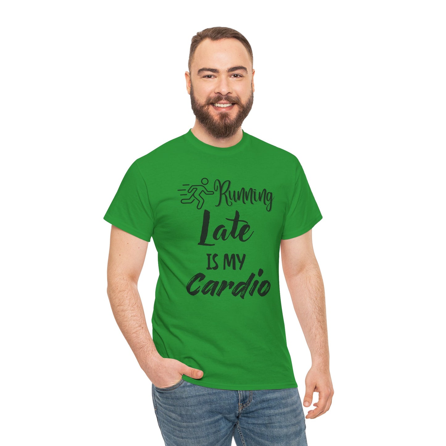 Running Late Is My Cardio Unisex Heavy Cotton Tee -Men