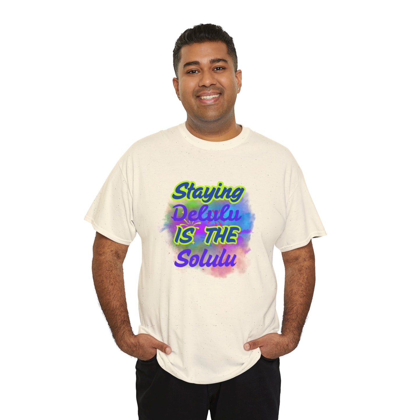 Colorful Staying Delulu Unisex Heavy Cotton Tee - Fun and Relaxed Vibe