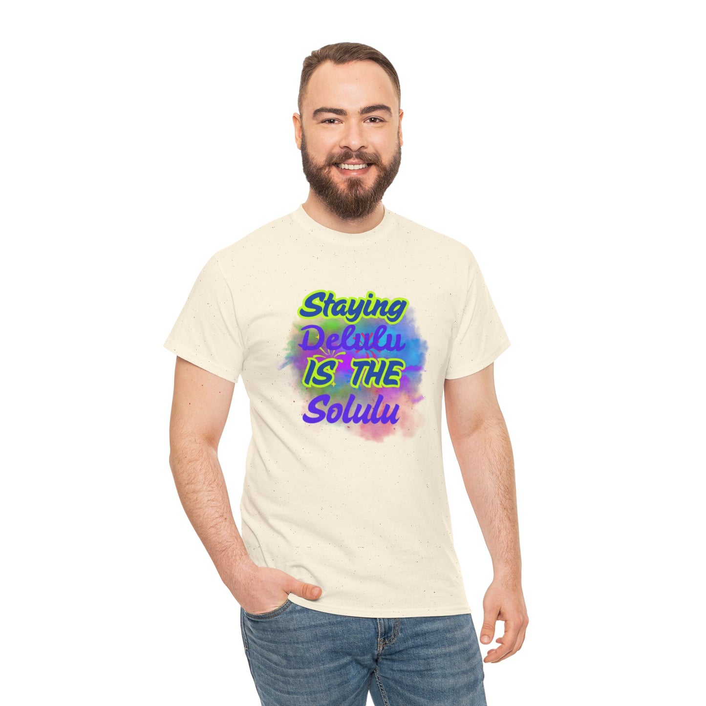Colorful Staying Delulu Unisex Heavy Cotton Tee - Fun and Relaxed Vibe