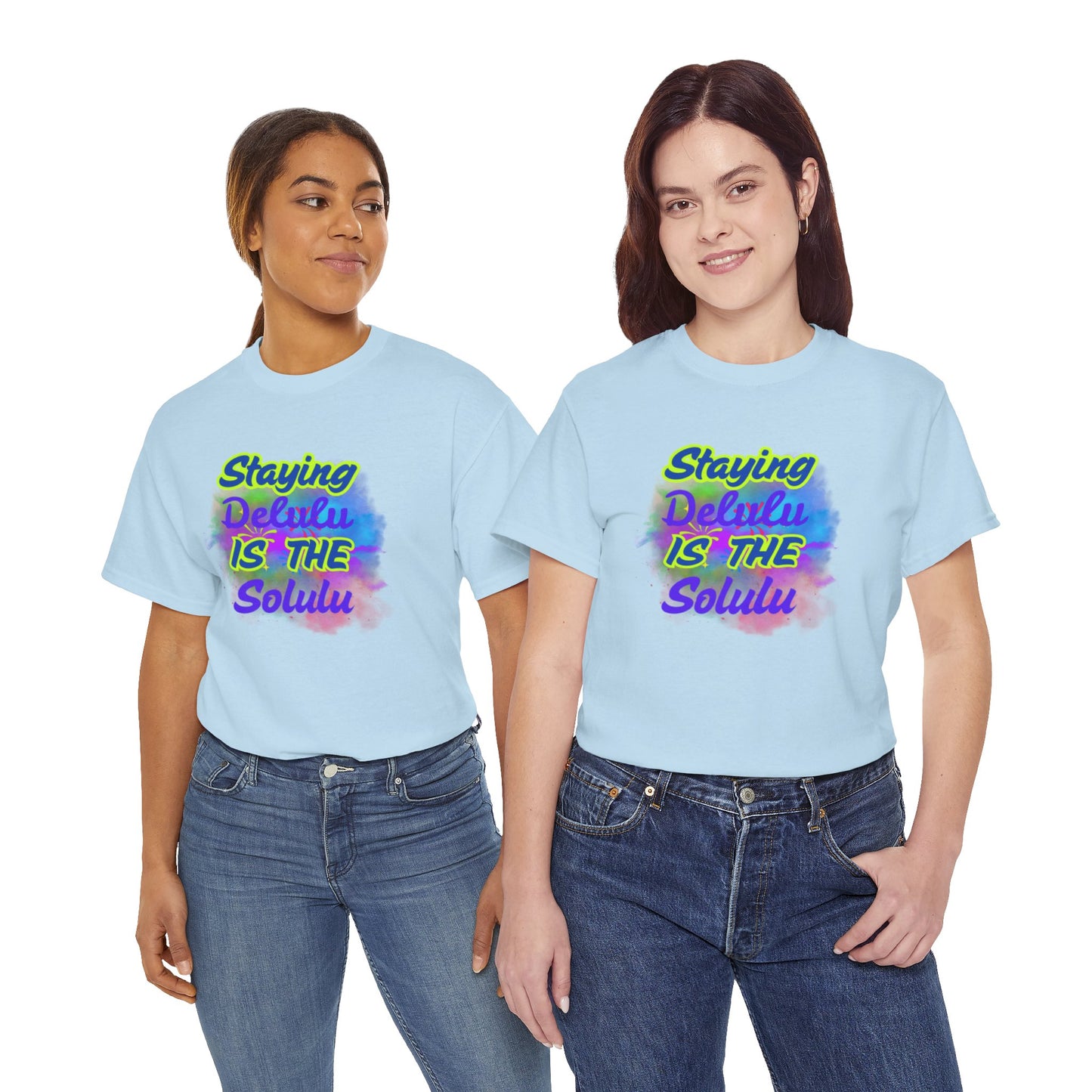 Colorful Staying Delulu Unisex Heavy Cotton Tee - Fun and Relaxed Vibe
