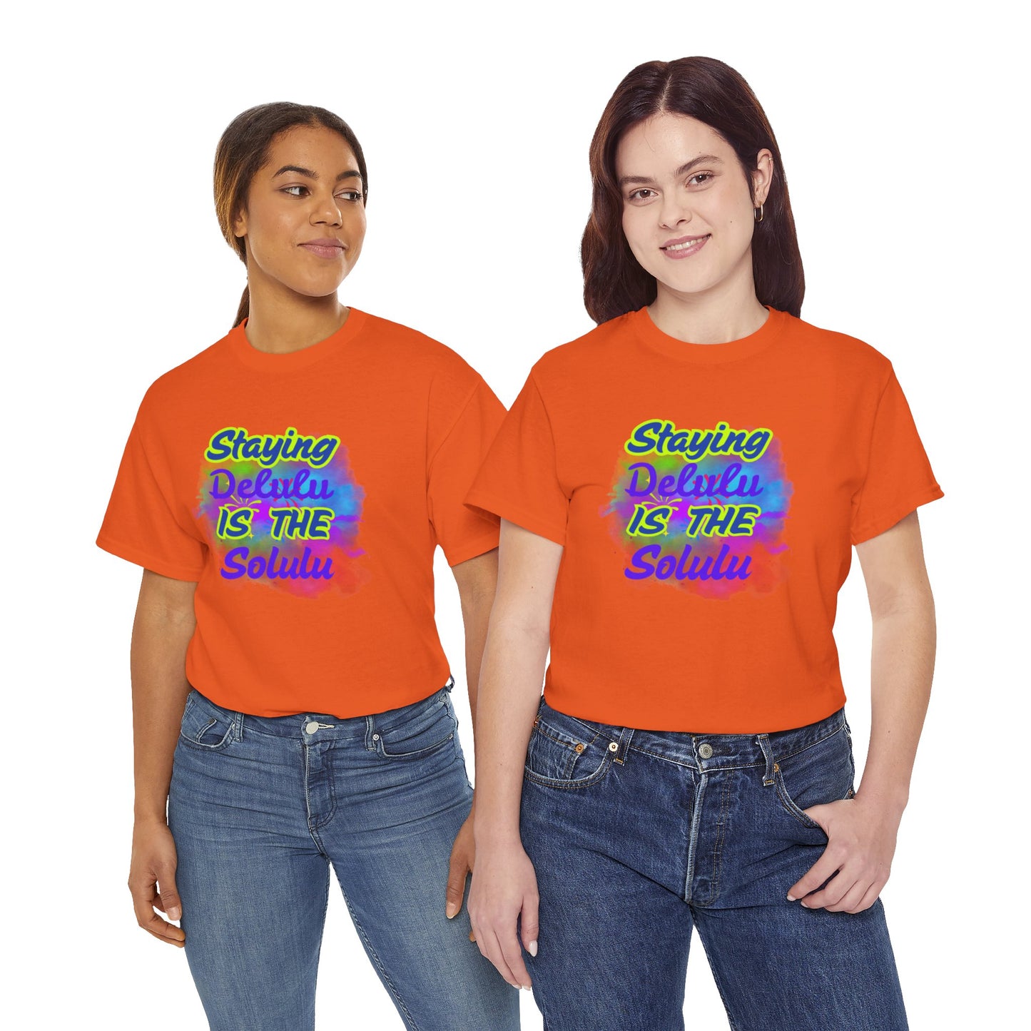 Colorful Staying Delulu Unisex Heavy Cotton Tee - Fun and Relaxed Vibe