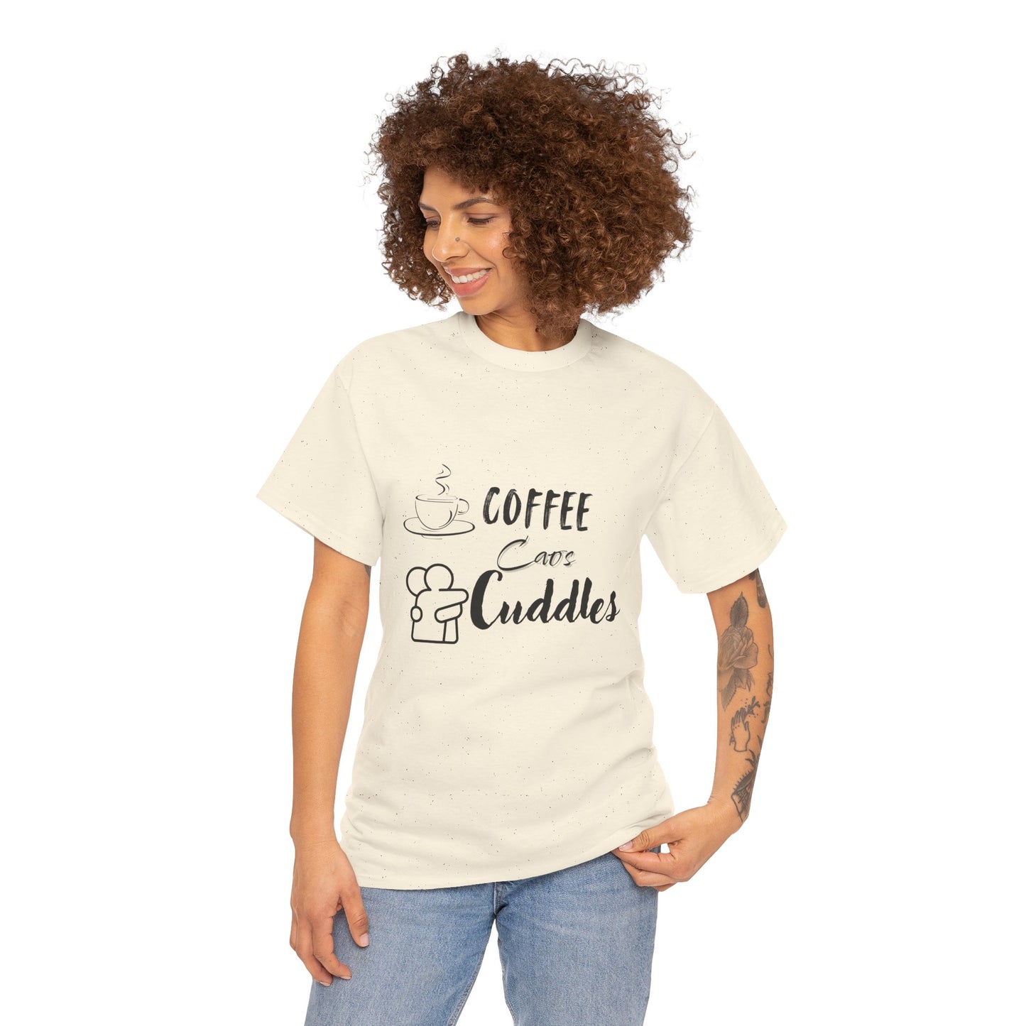 Cozy Coffee Cuddles Unisex Heavy Cotton Tee- Women
