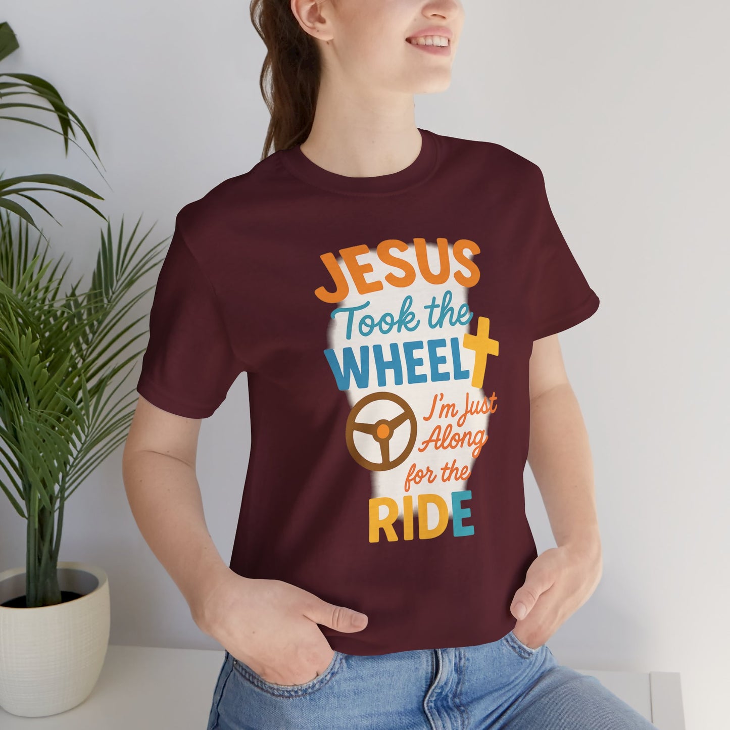 Jesus Took the Wheel Tee, Christian Shirt for Faith, Spiritual Gifts, Inspirational Top, Casual Wear, Religious Apparel