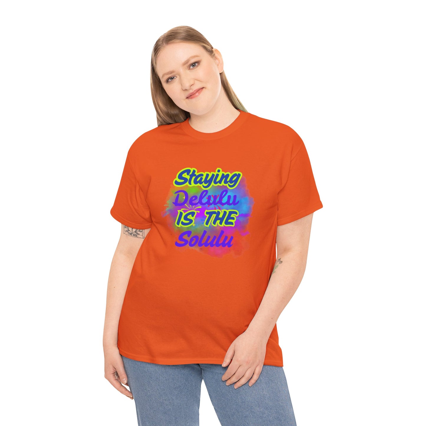 Colorful Staying Delulu Unisex Heavy Cotton Tee - Fun and Relaxed Vibe