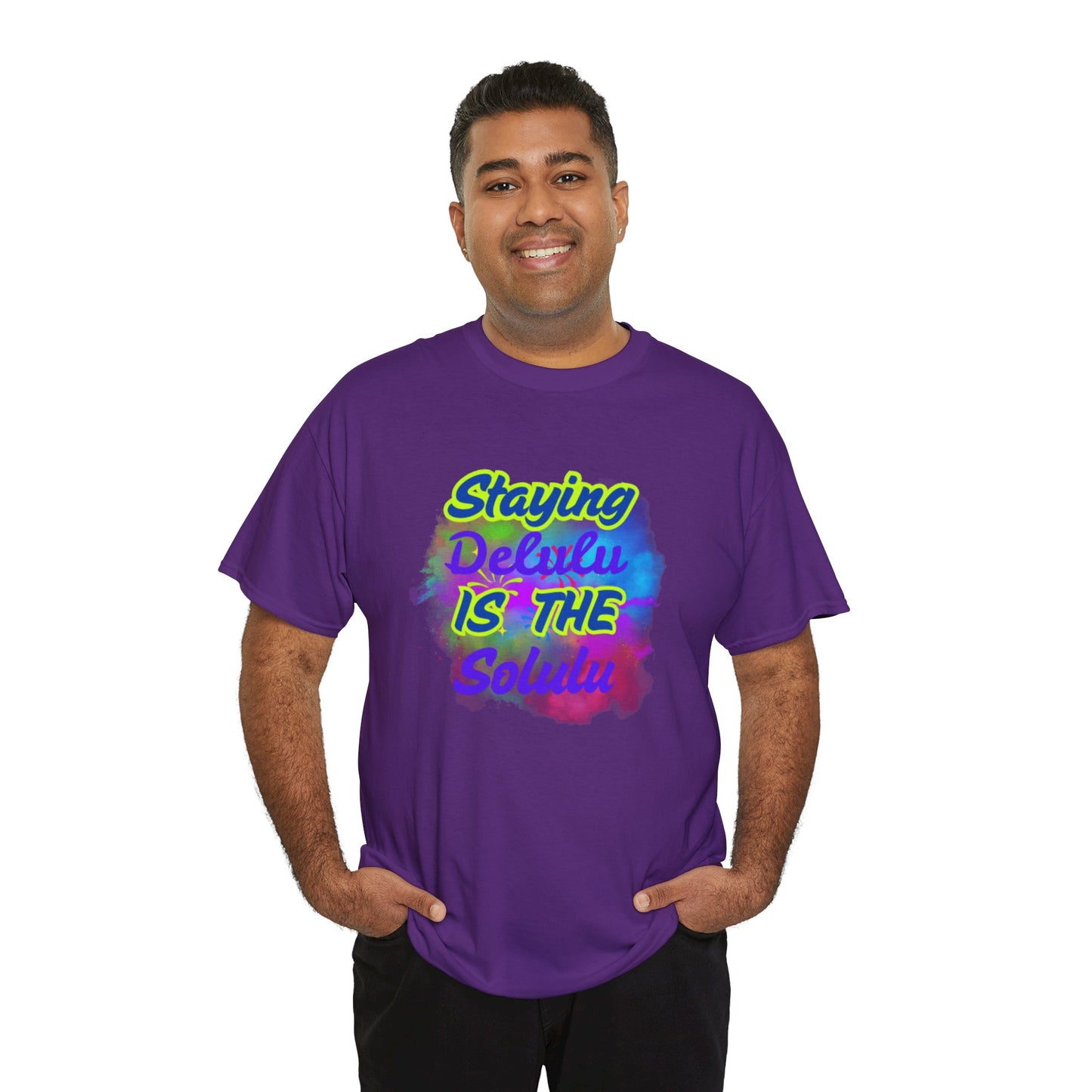 Colorful Staying Delulu Unisex Heavy Cotton Tee - Fun and Relaxed Vibe