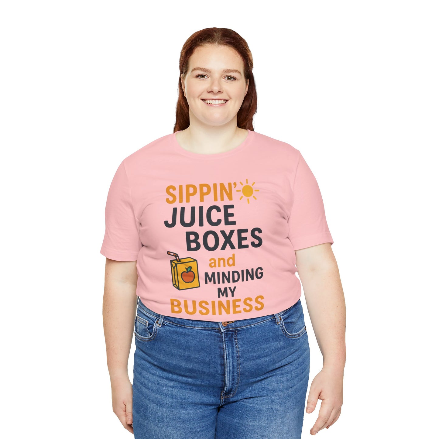 Sippin' Juice Boxes Graphic Tee, Fun Summer Shirt, Cute Gift for Kids, Playful Family Outing Top, Refreshing Summer Attire