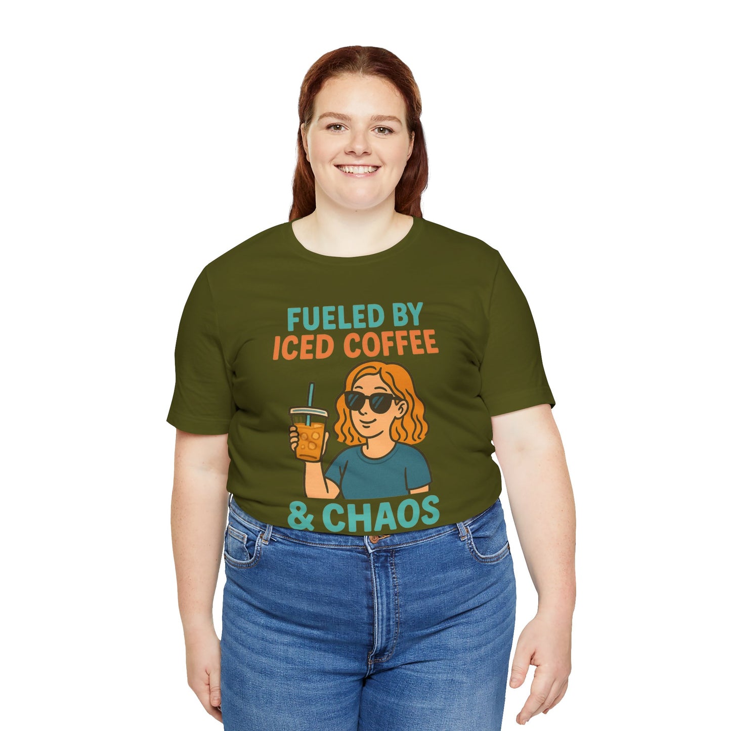 Fueled by Iced Coffee Unisex Tee, Summer Vibe Shirt, Coffee Lover Gift, Casual Wear, Gift for Friends, Funny Graphic Tee