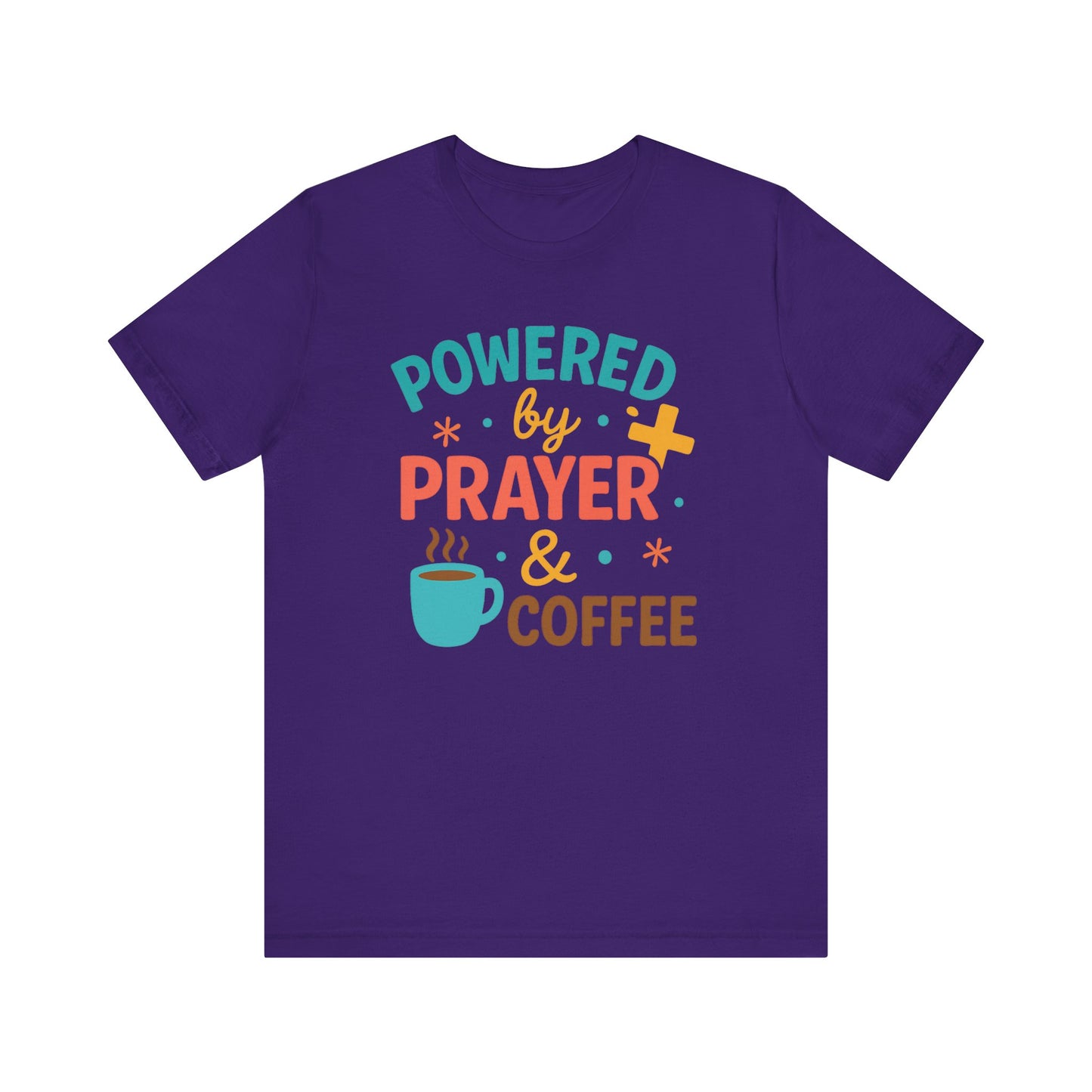 Powered by Prayer & Coffee Unisex Tee, Inspirational T-Shirt, Gift for Coffee Lovers, Christian Apparel, Relaxed Fit Top